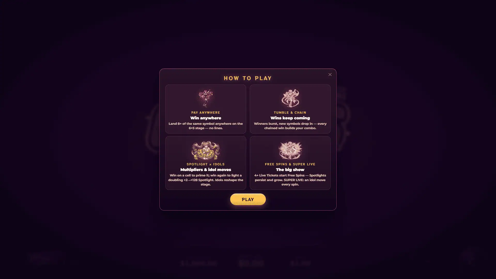 GOGO Idols! slot intro screen