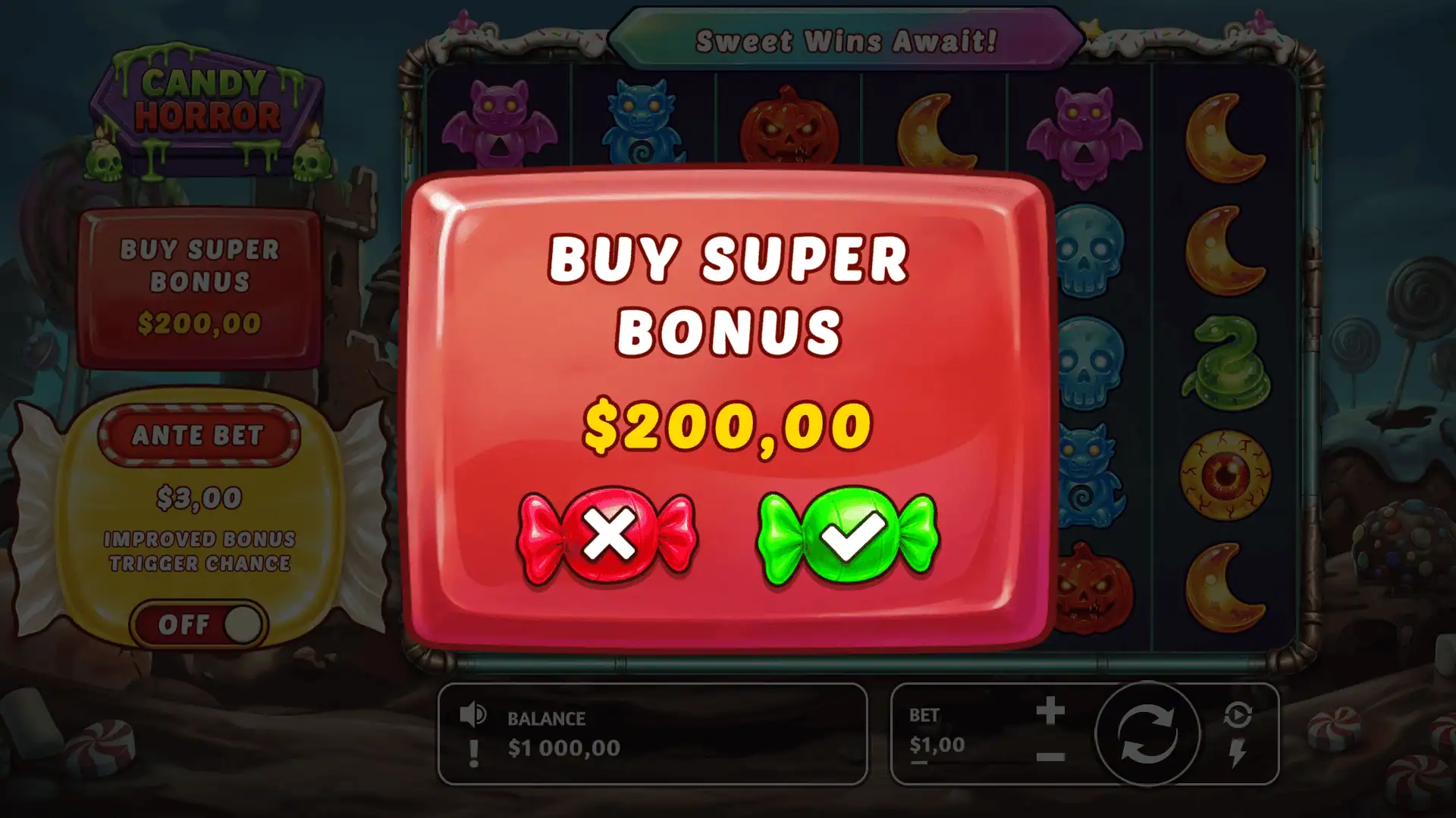Candy Horror bonus buy menu