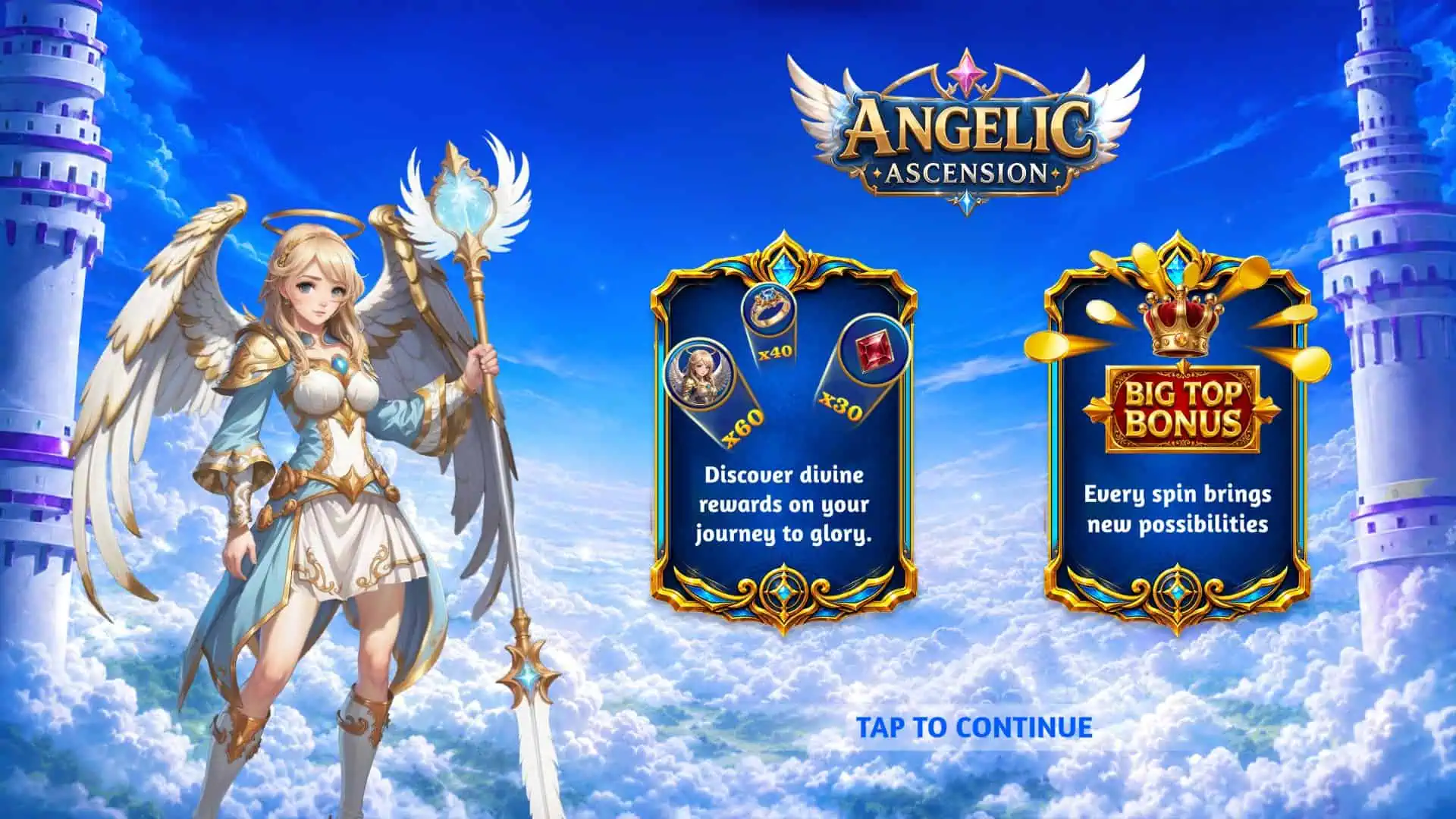 Angelic Ascension slot intro screen