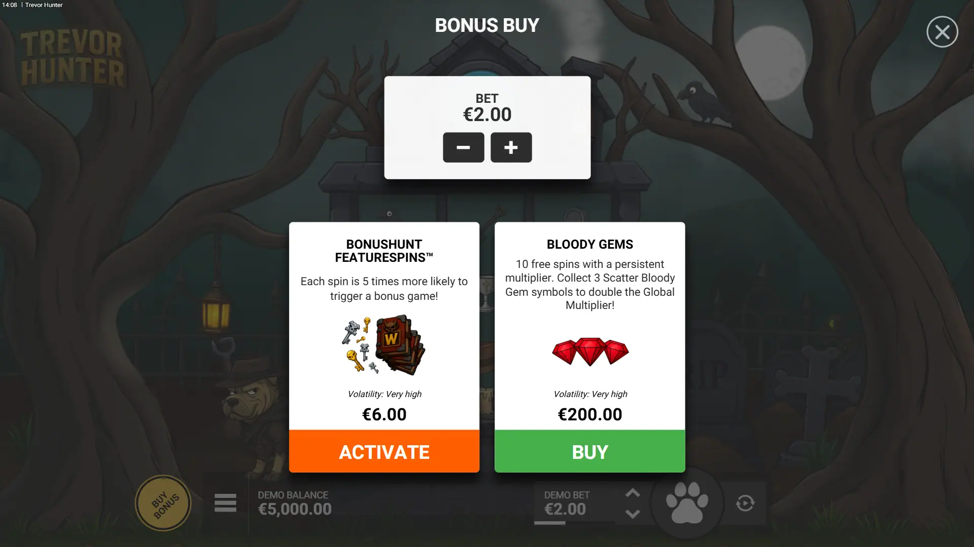 Trevor Hunter bonus buy menu
