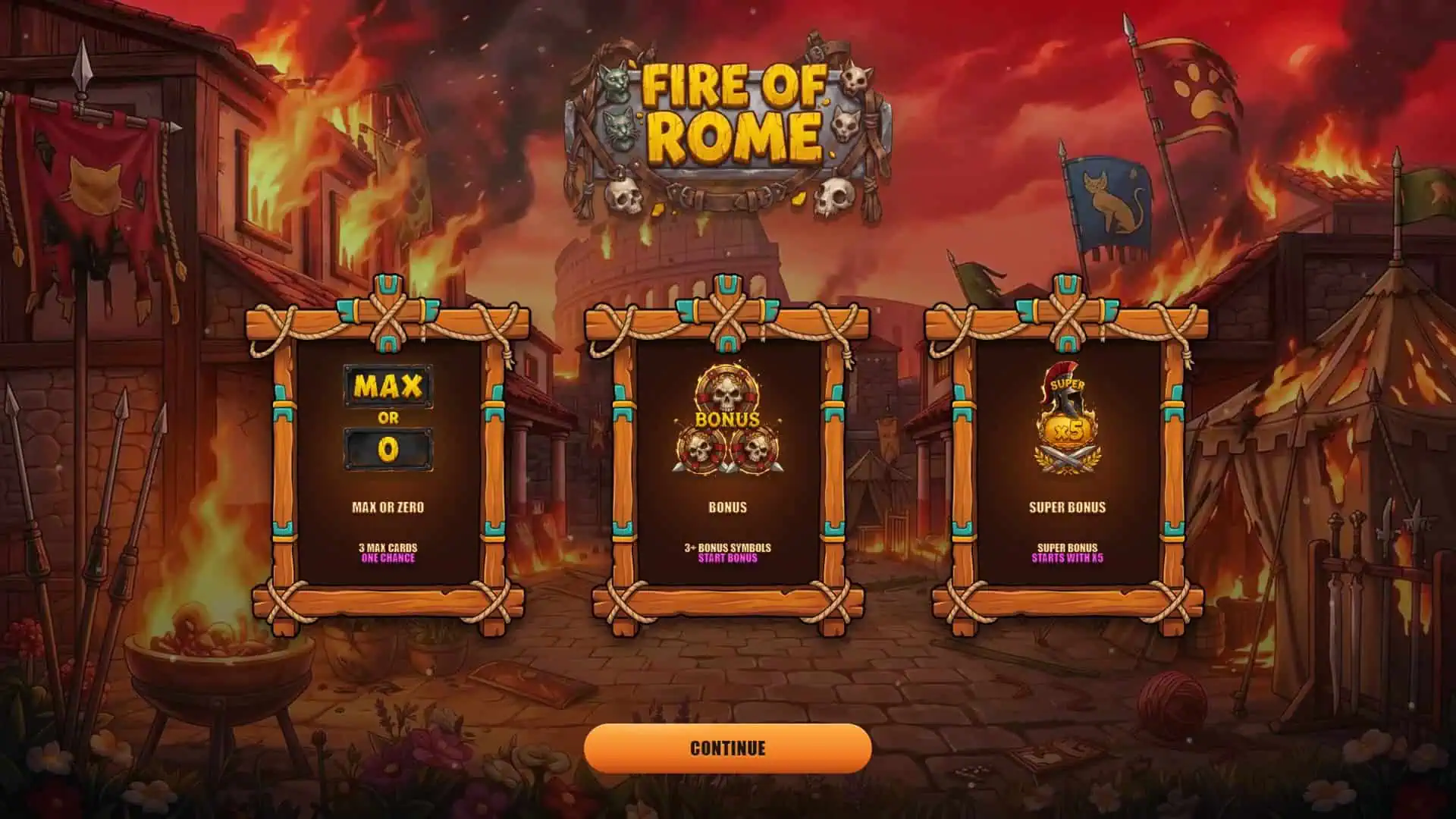 Fire of Rome slot intro screen