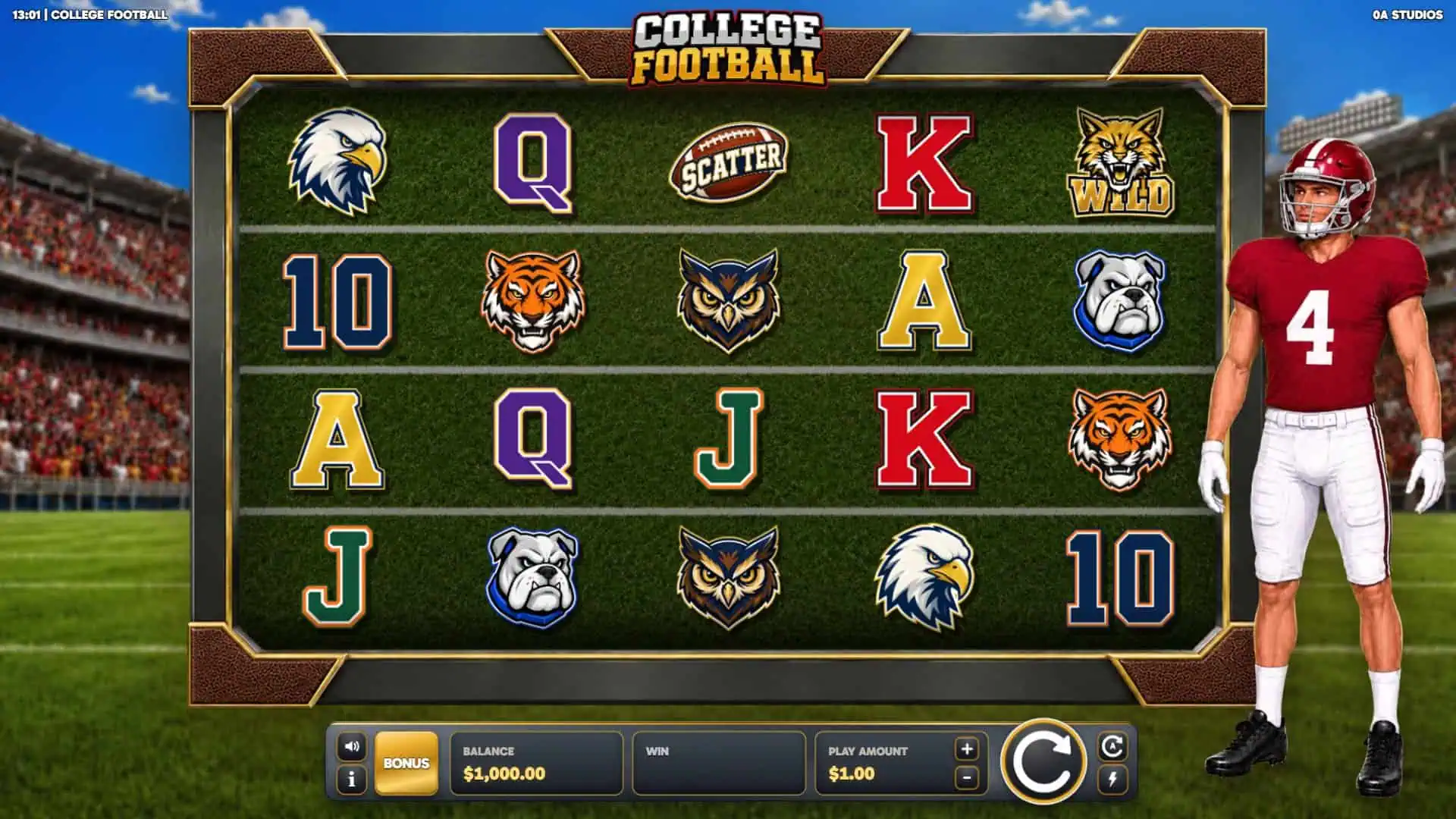 College Football slot gameplay reels