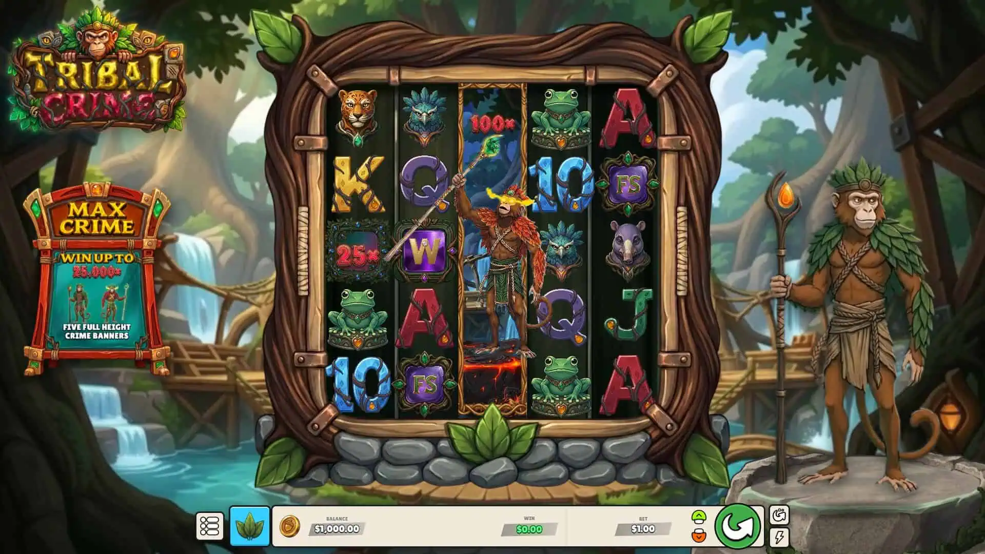 Tribal Crime slot gameplay reels