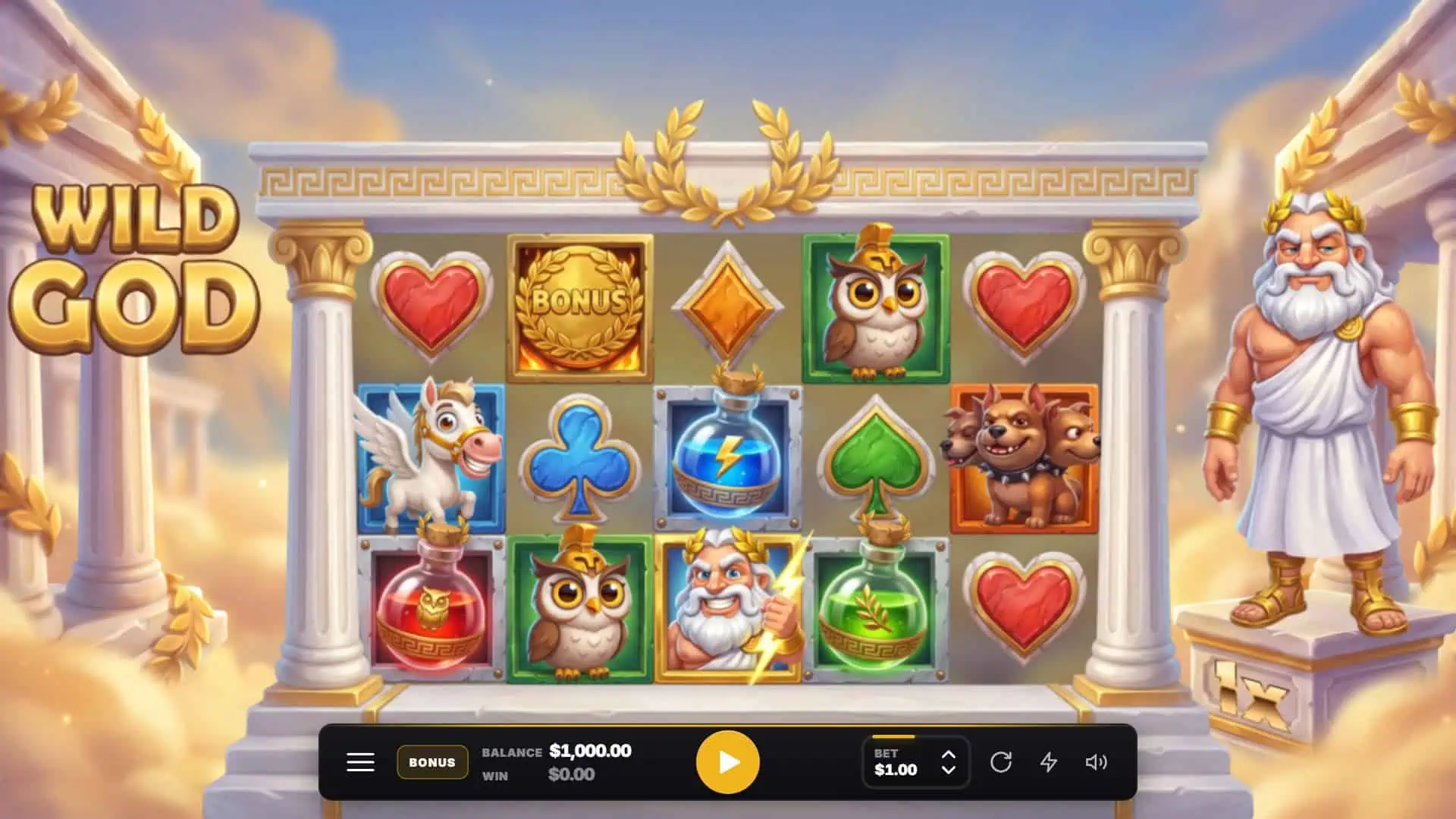 Wild God slot gameplay reels