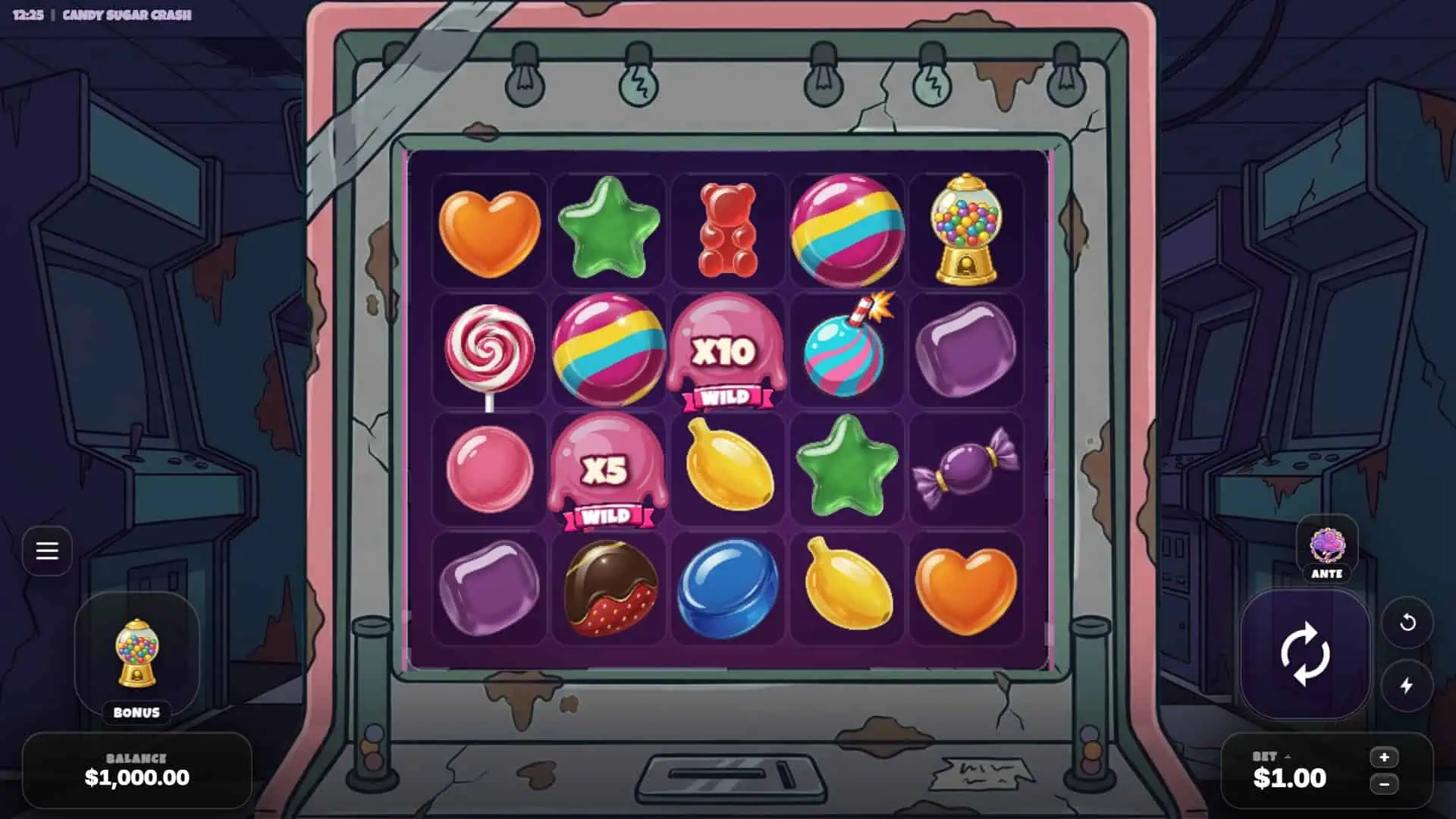Candy Sugar Crash slot gameplay reels