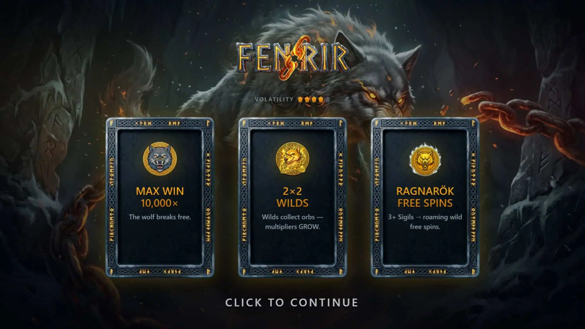 Fenrir slot intro screen