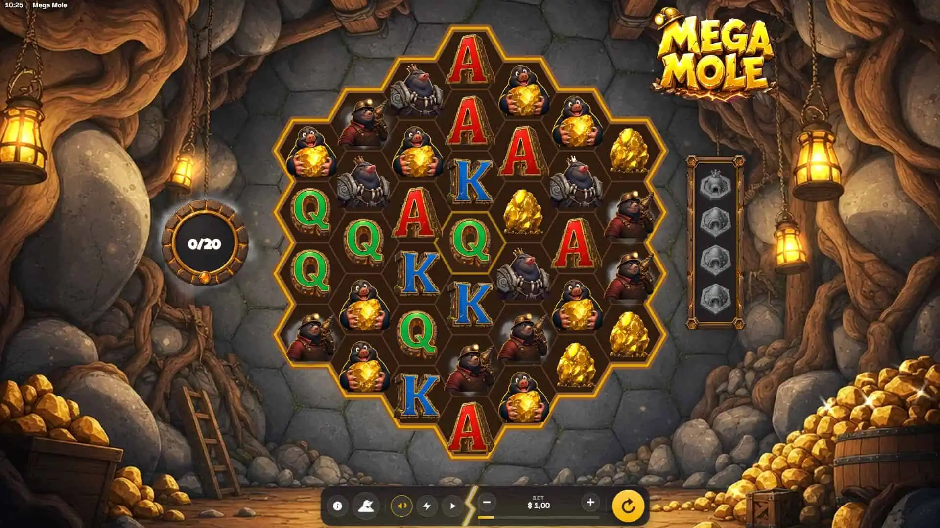 Mega Mole slot gameplay reels