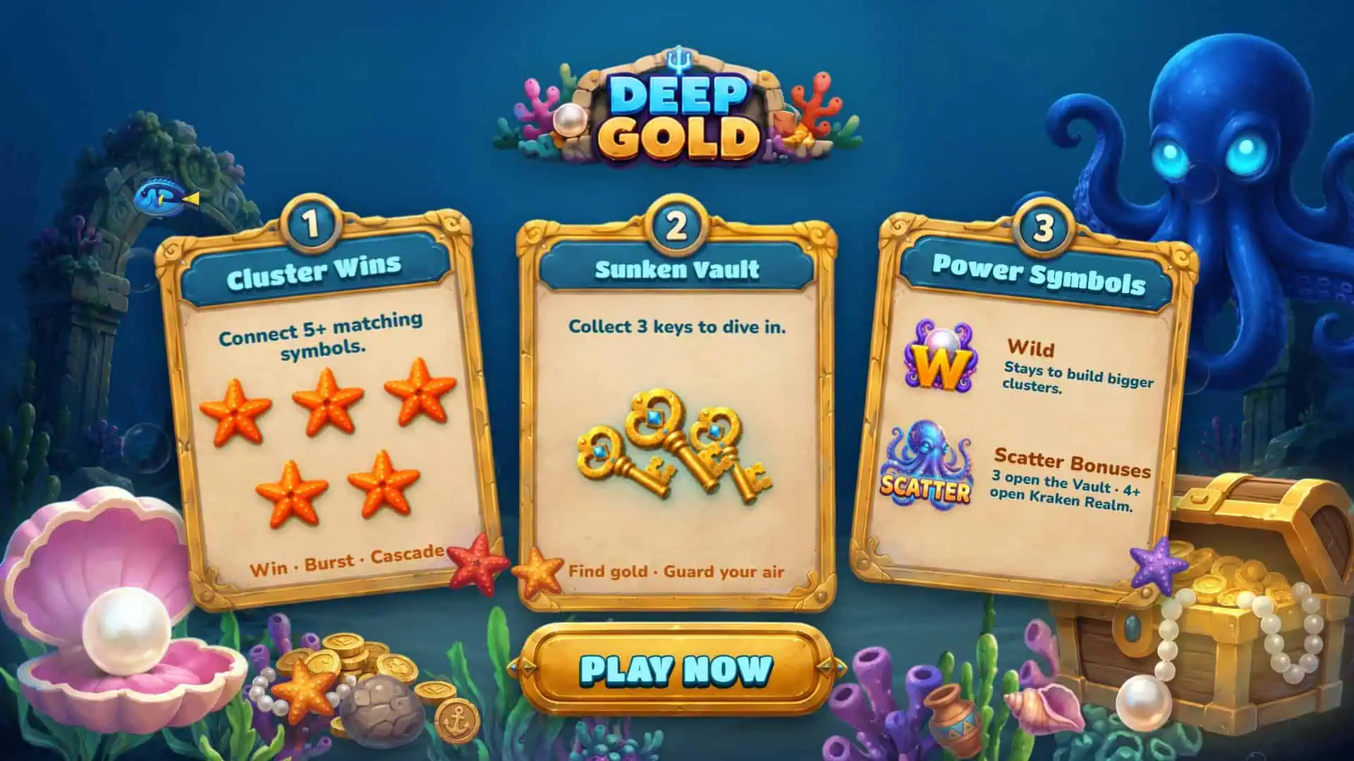 Deep Gold slot intro screen
