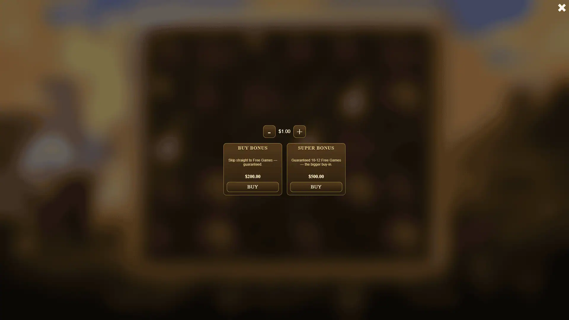 Kozak bonus buy menu