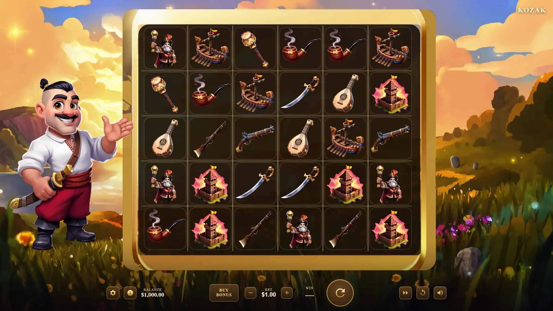 Kozak slot gameplay reels