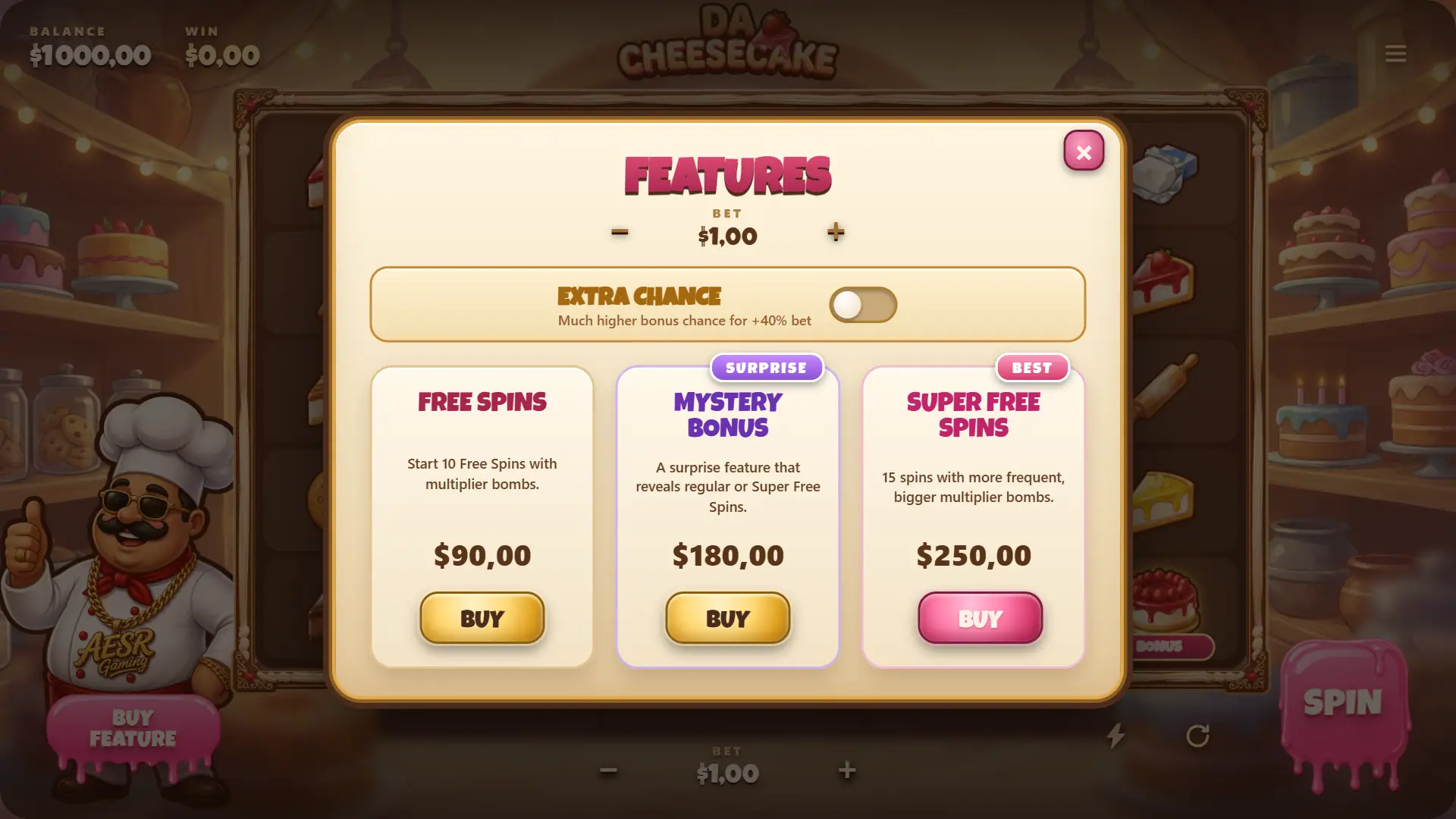 Da Cheesecake bonus buy menu