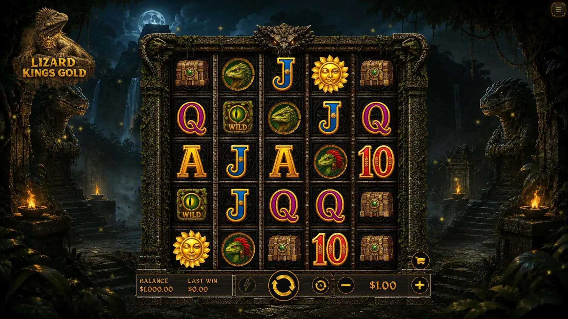 Lizard Kings Gold slot gameplay reels