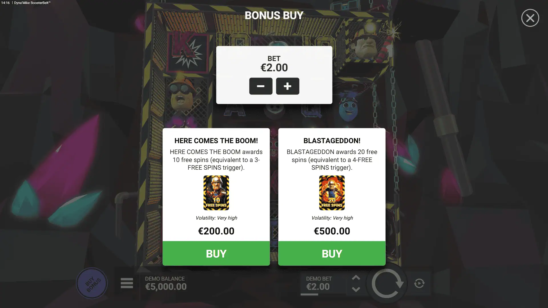 Dyna&rsquo;Mike BoosterBelt bonus buy menu