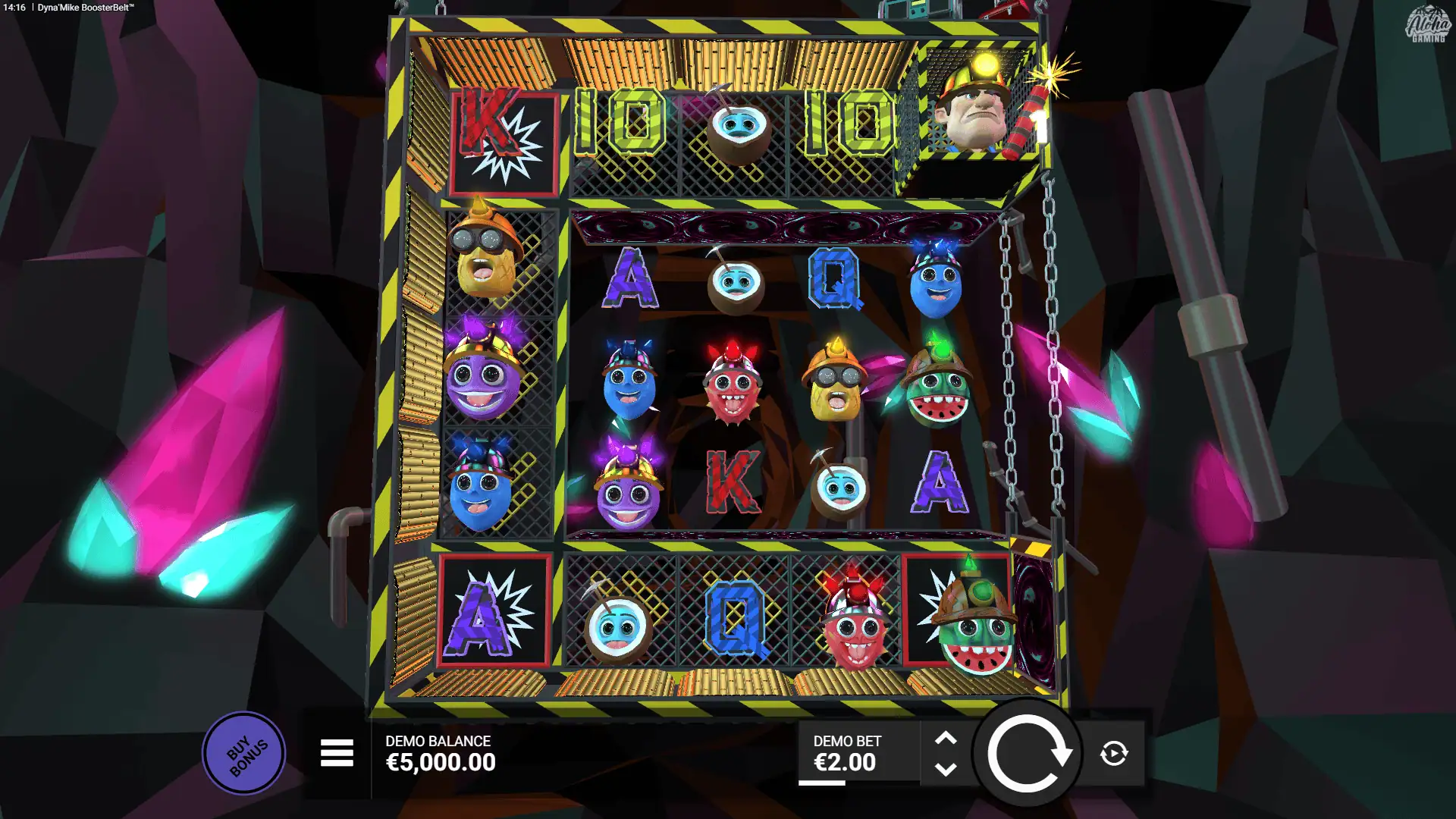 Dyna&rsquo;Mike BoosterBelt slot gameplay reels
