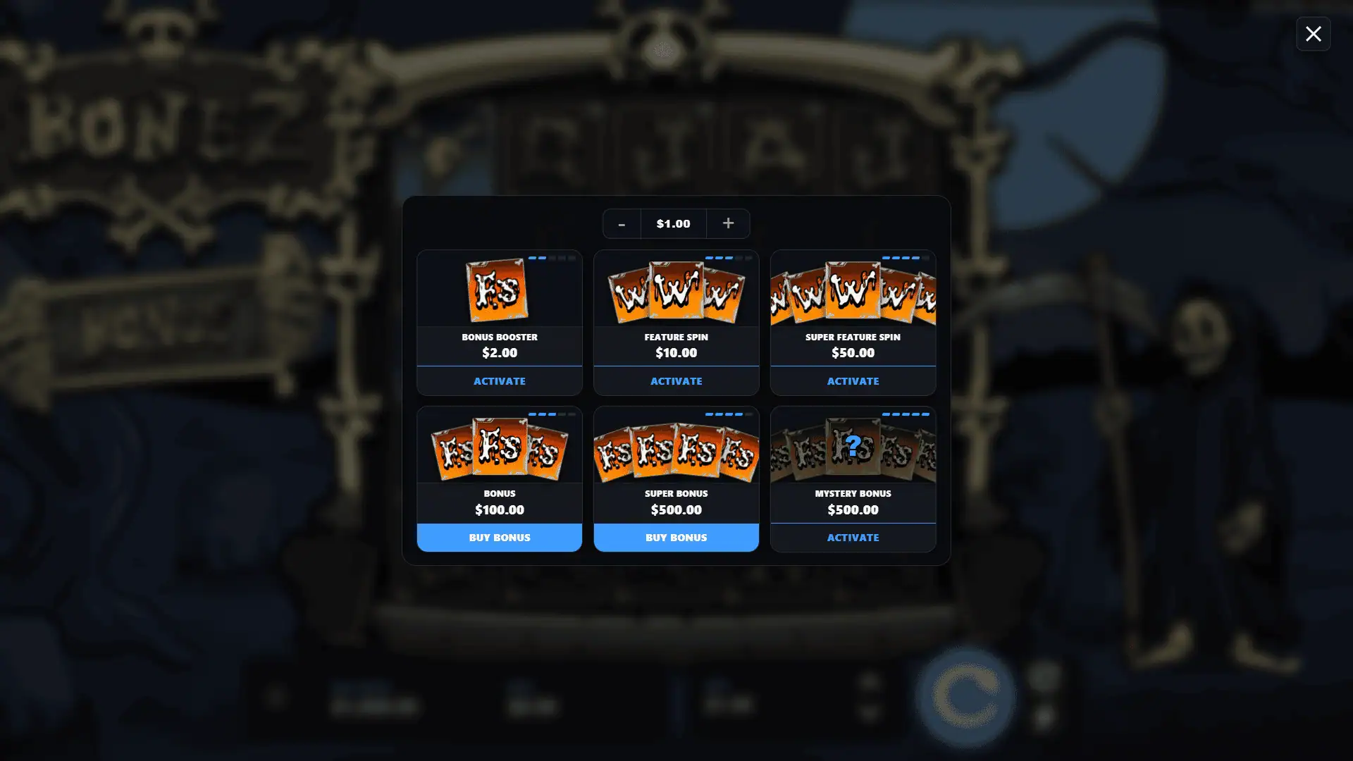 Bonez bonus buy menu
