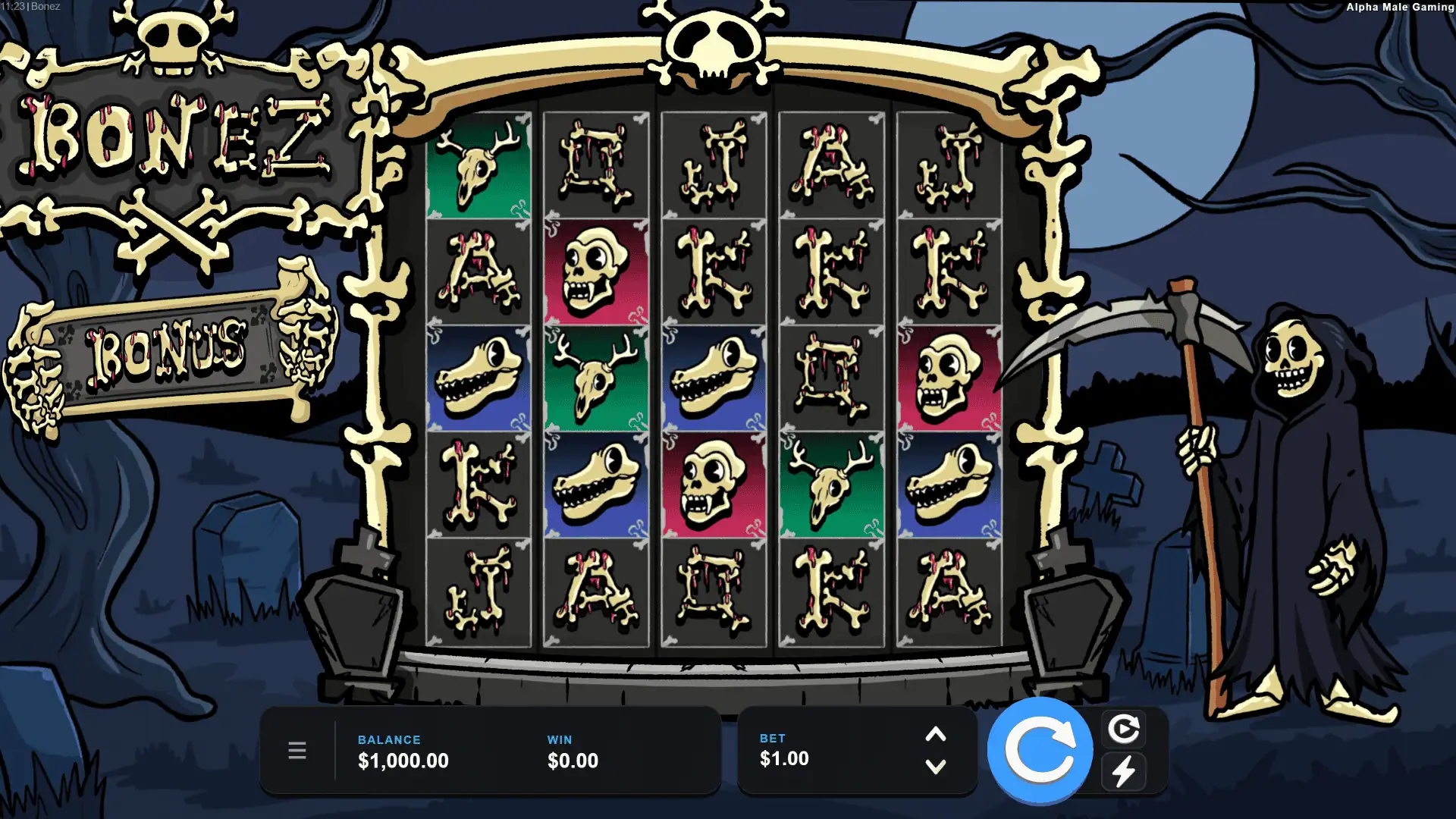 Bonez slot gameplay reels