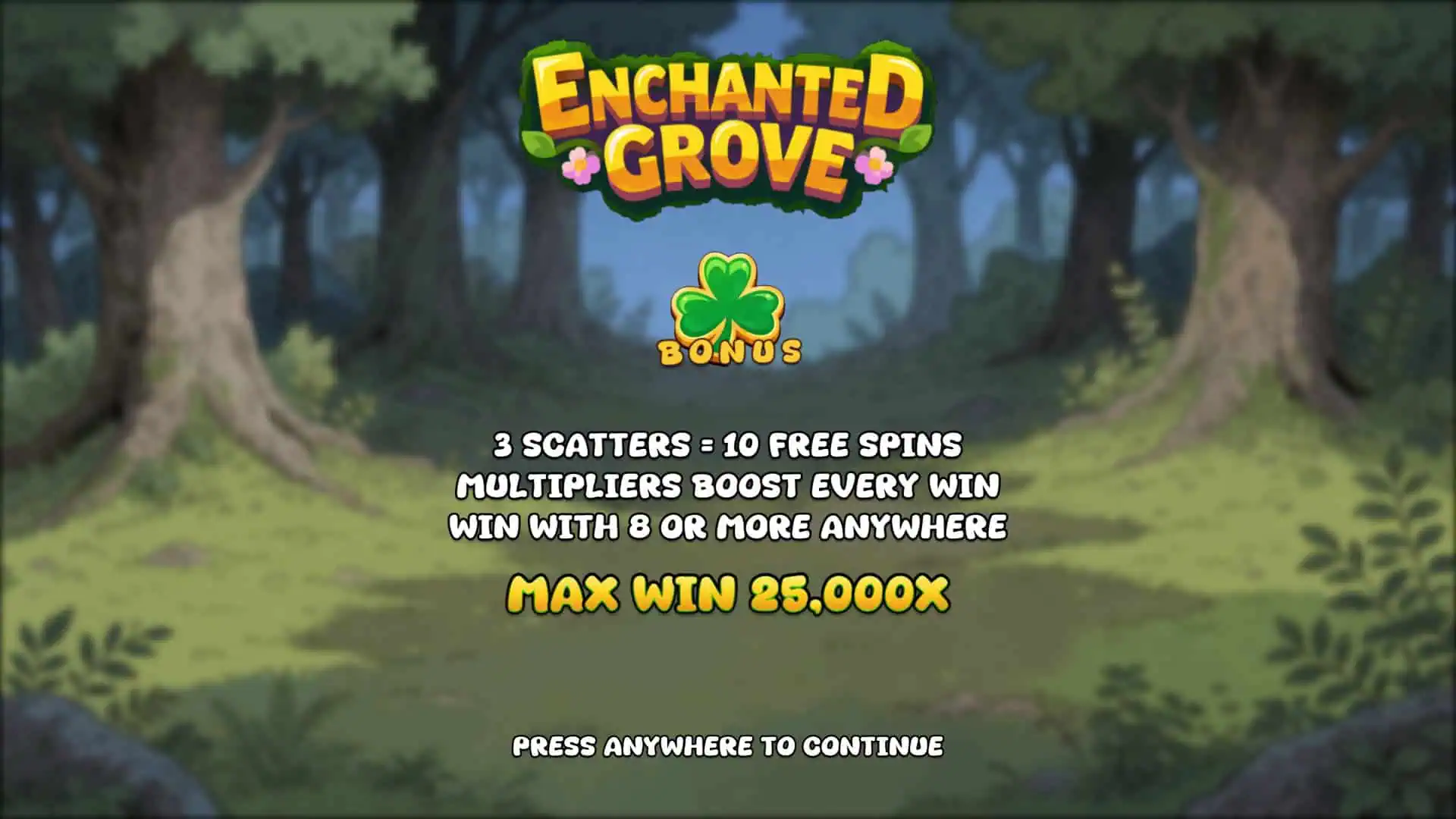 Enchanted Grove slot intro screen