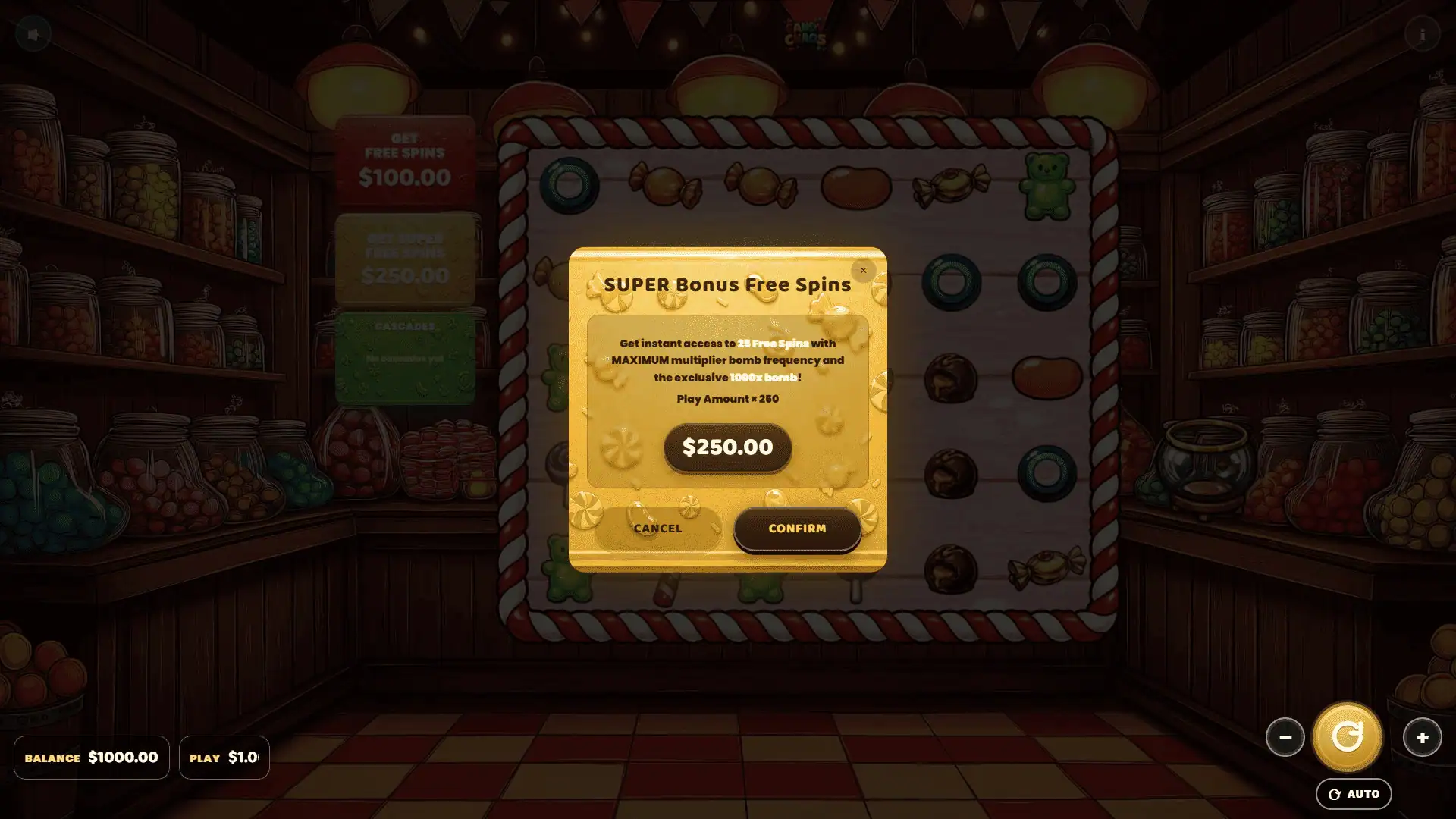 Candy Chaos bonus buy menu