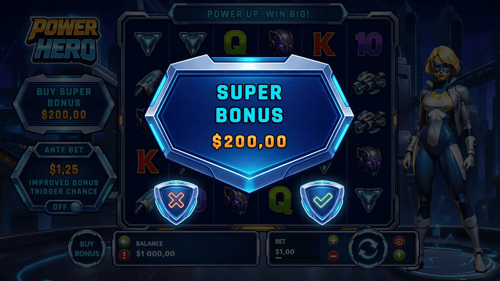 Power Hero bonus buy menu