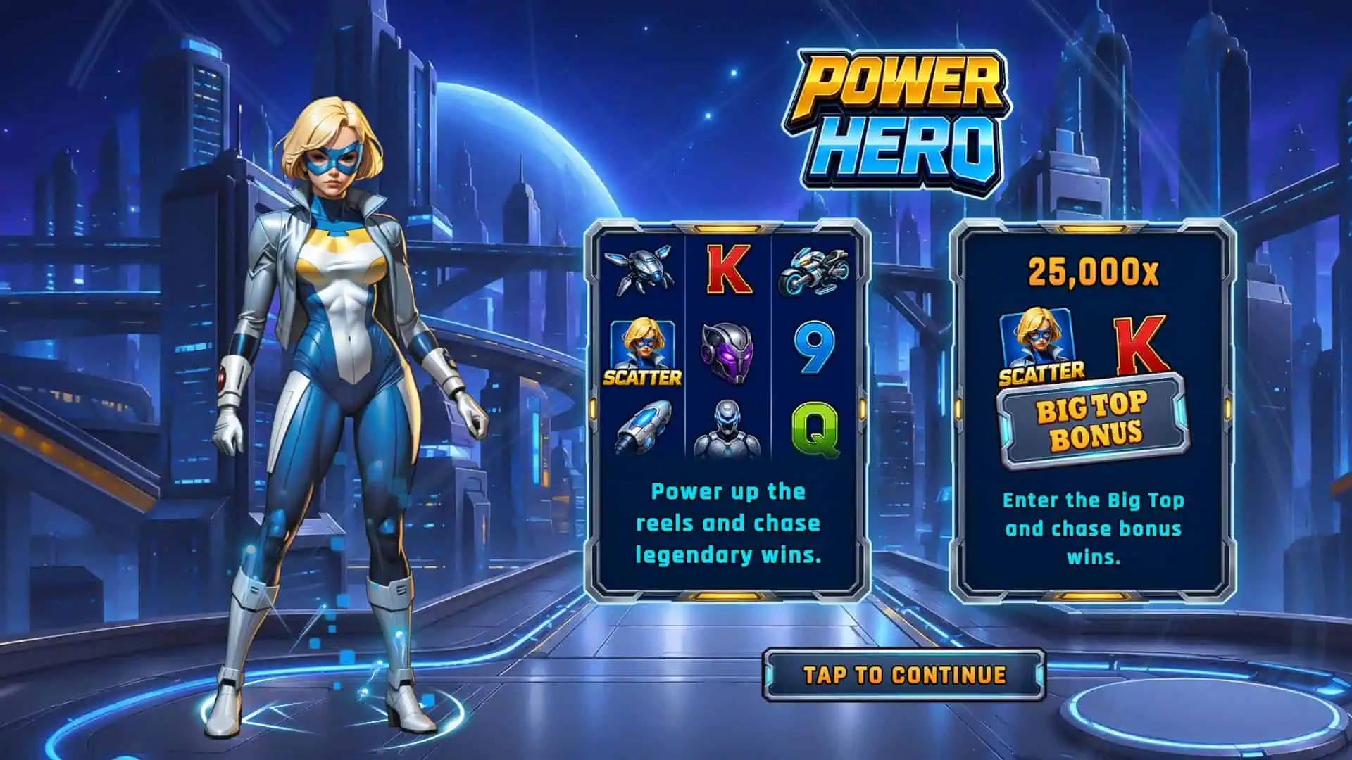 Power Hero slot intro screen
