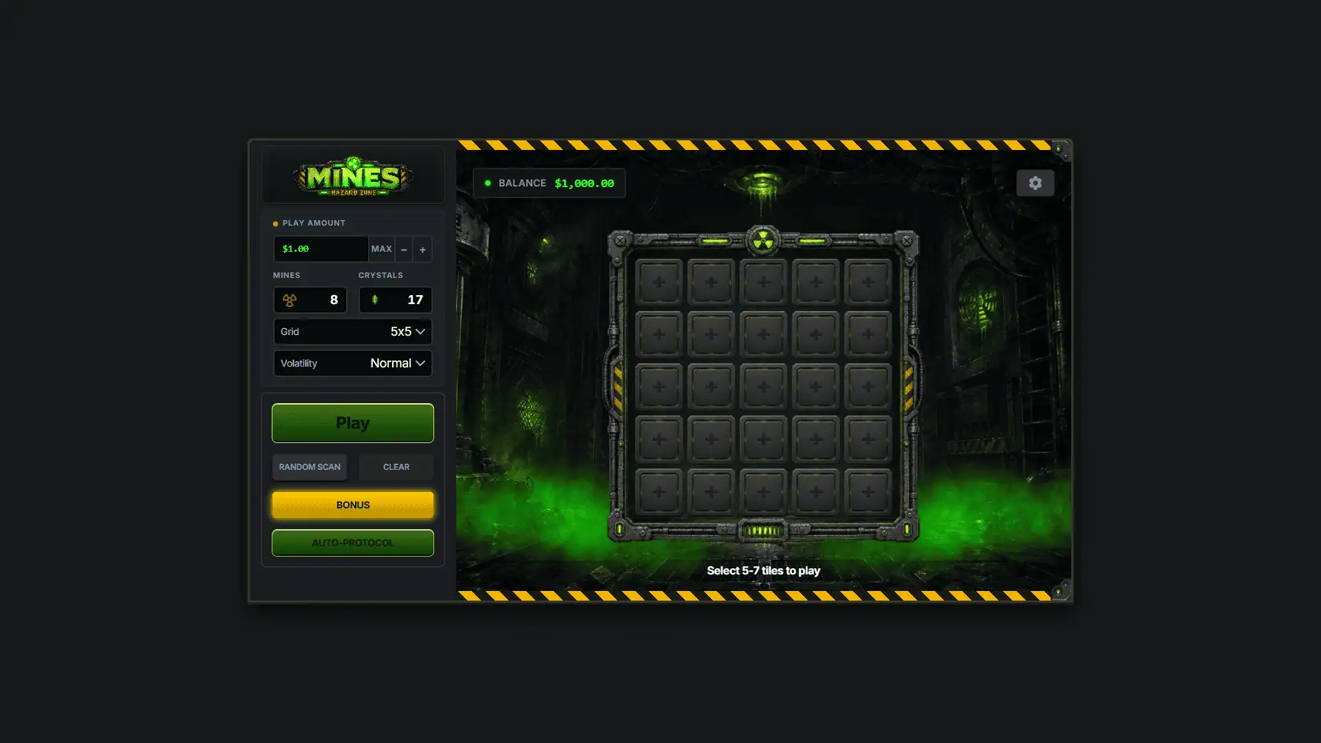 Mines Hazard Zone slot gameplay reels