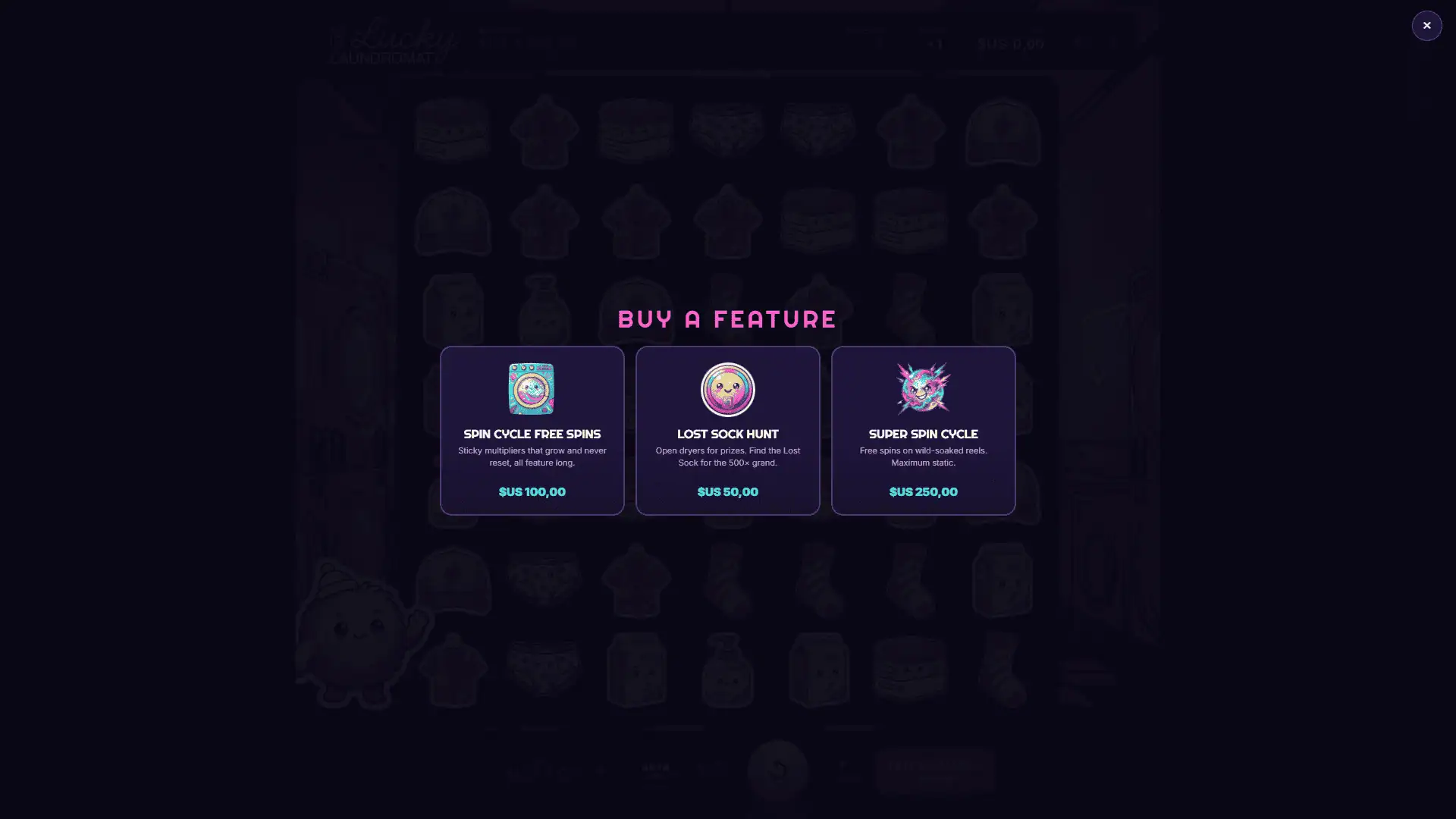 Lucky Laundromat bonus buy menu