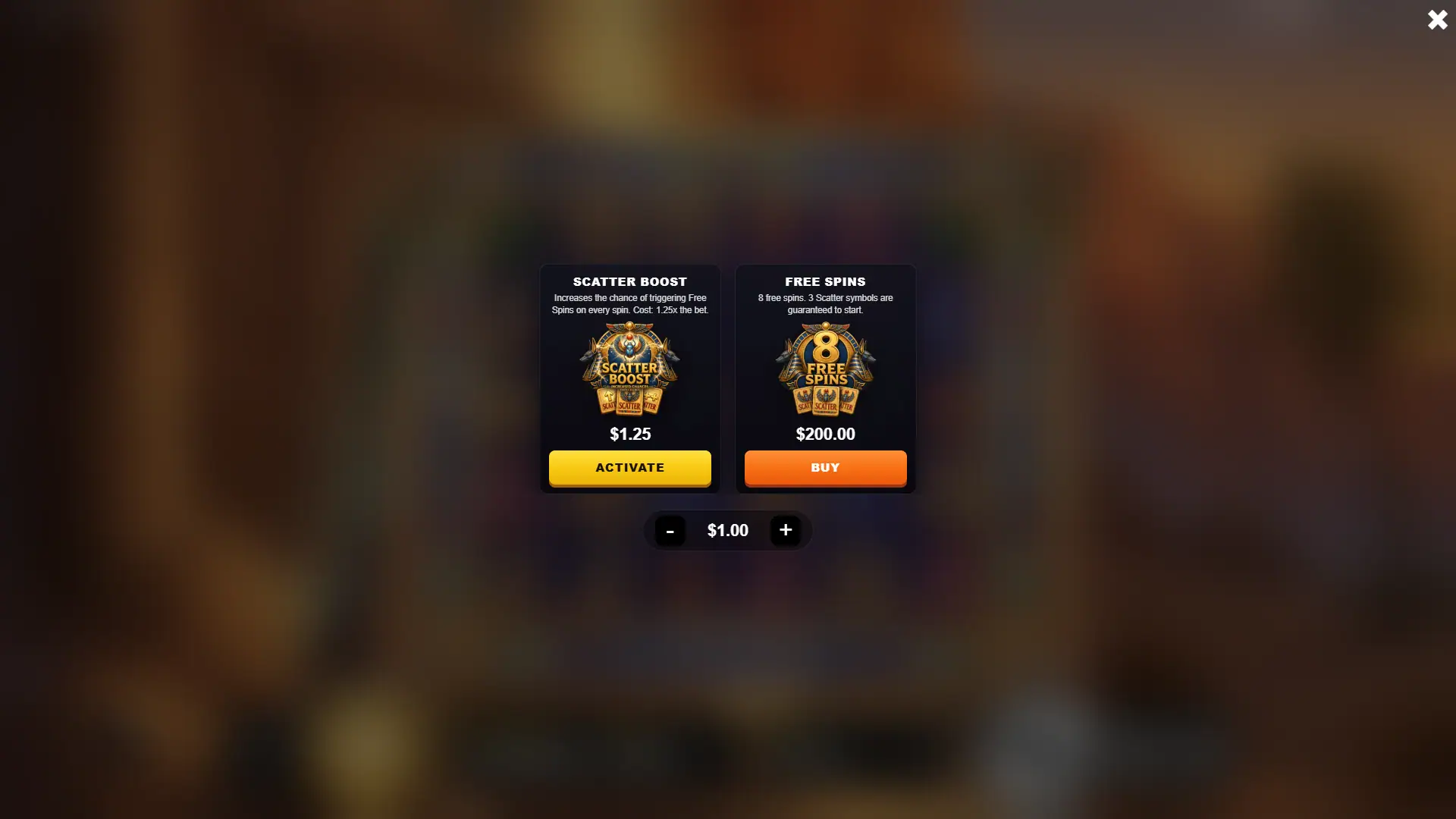 Shadow of Anubis bonus buy menu