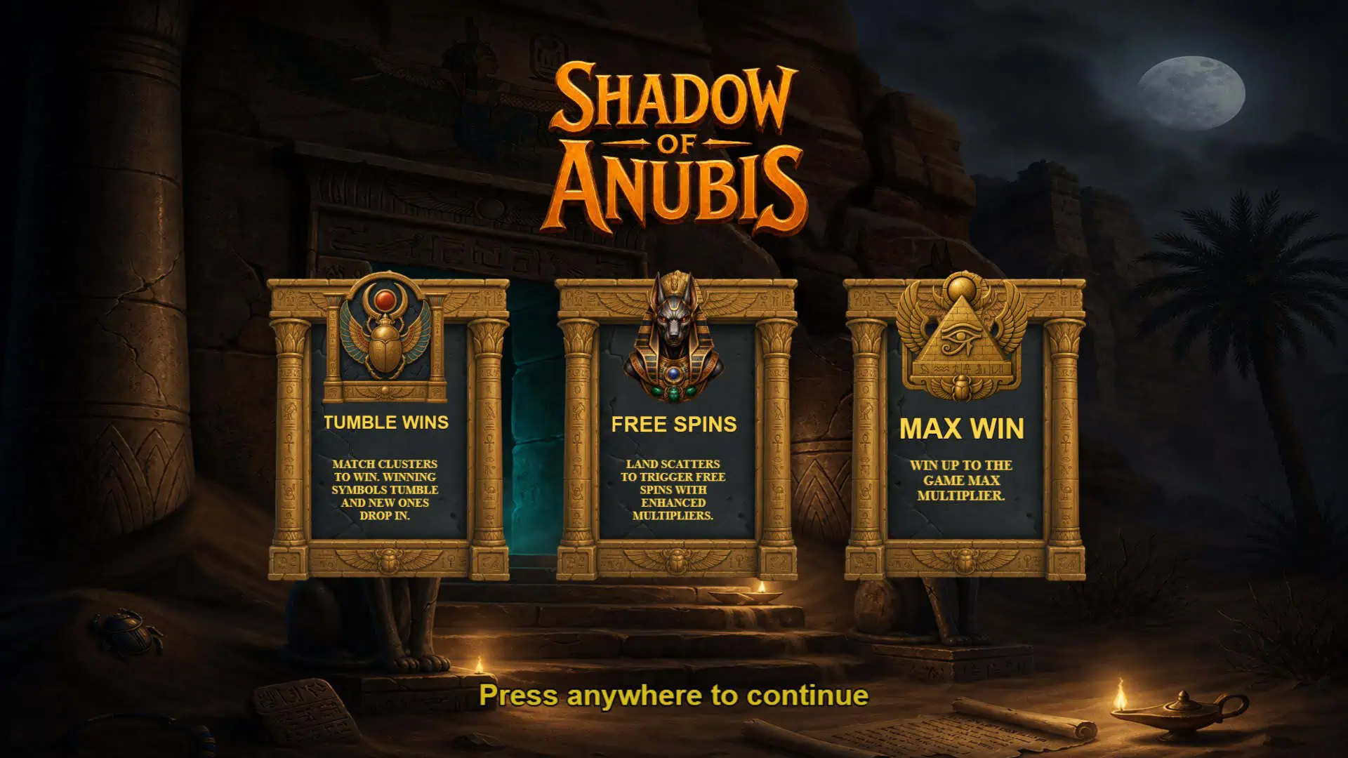 Shadow of Anubis slot intro screen