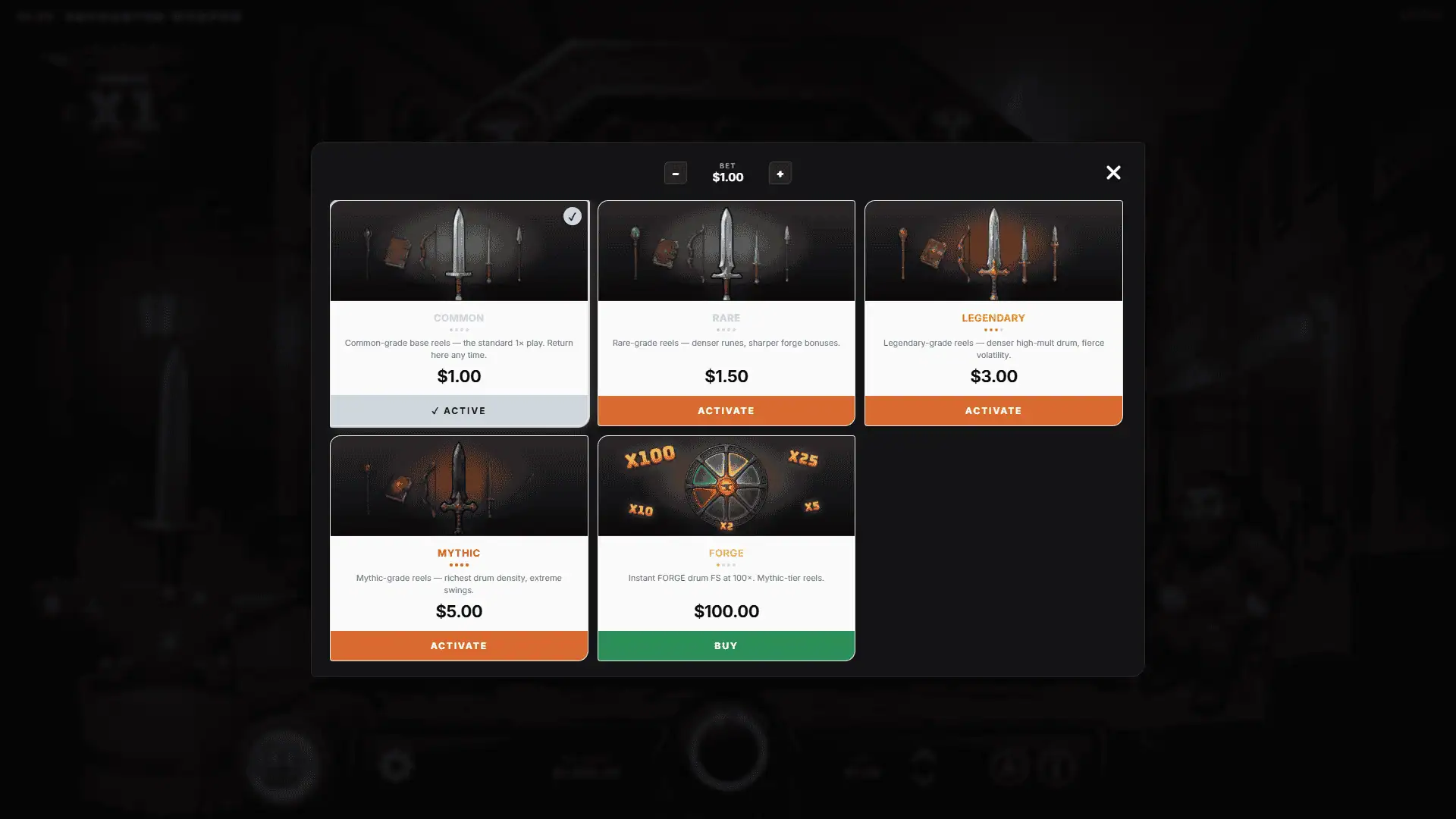 Enchanted Weapon bonus buy menu