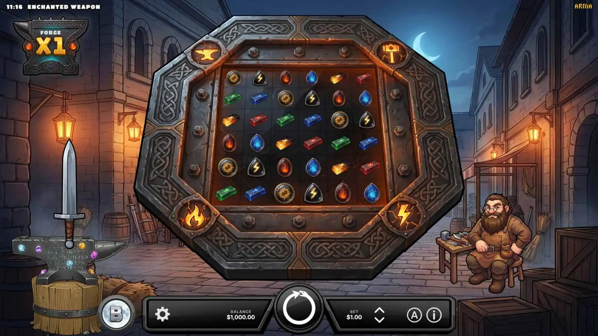 Enchanted Weapon slot gameplay reels