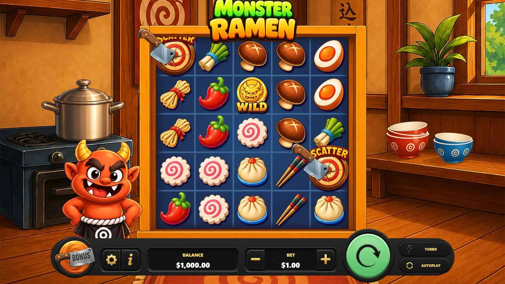 Monster Ramen slot gameplay reels