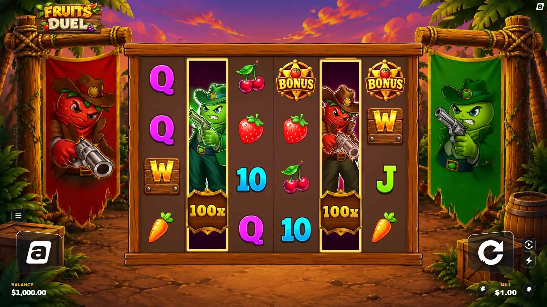Fruits Duel slot gameplay reels