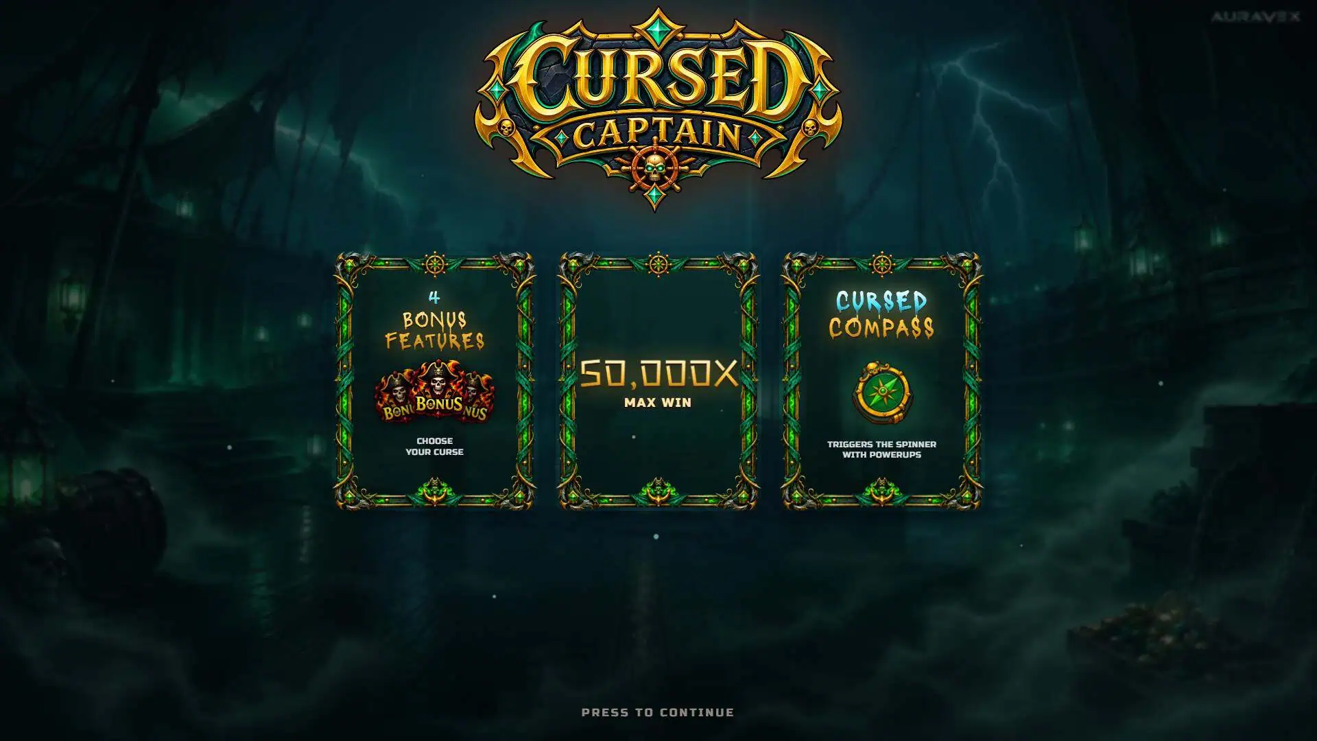 Cursed Captain slot intro screen
