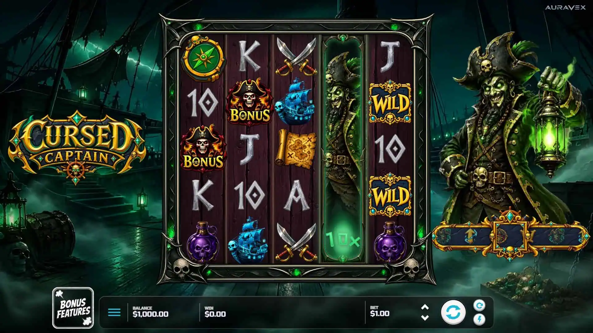 Cursed Captain slot gameplay reels