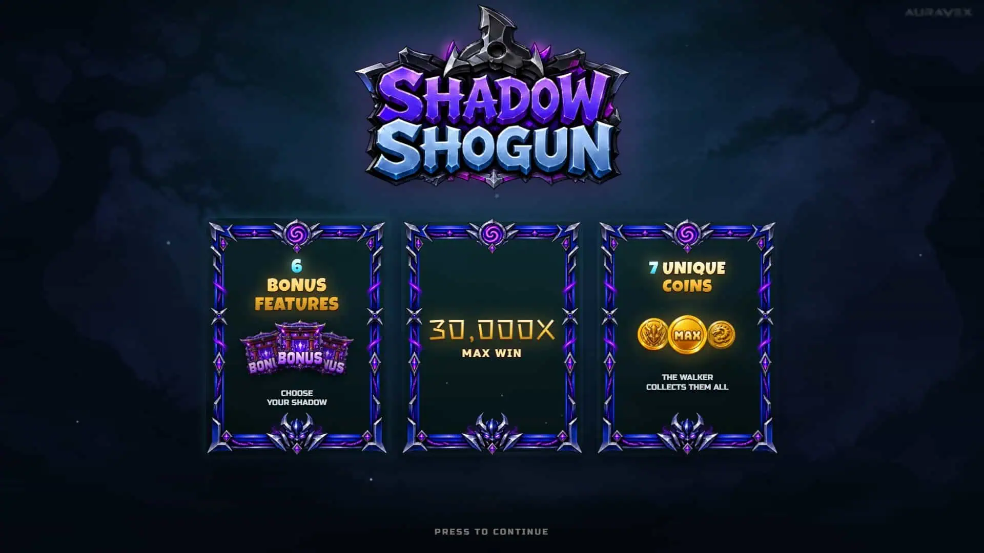 Shadow Shogun slot intro screen