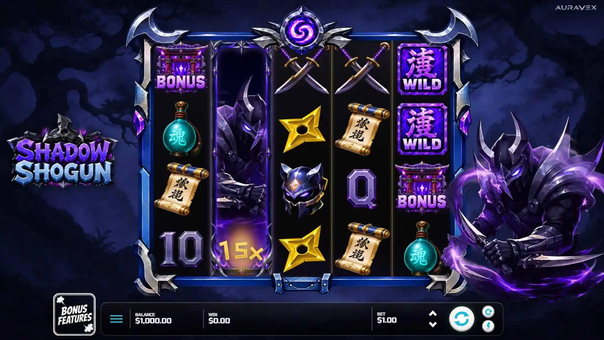 Shadow Shogun slot gameplay reels