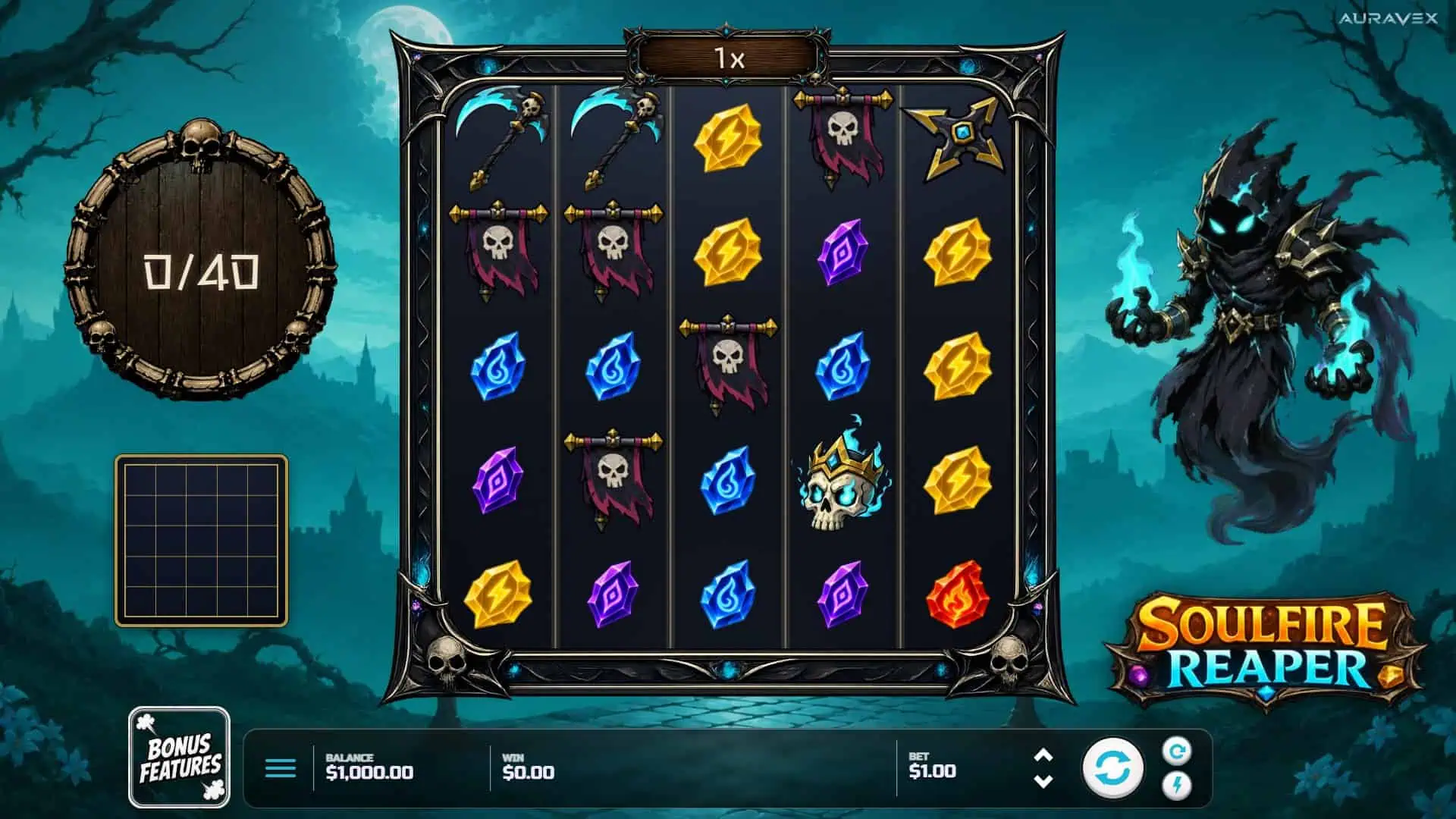 Soulfire Reaper slot gameplay reels