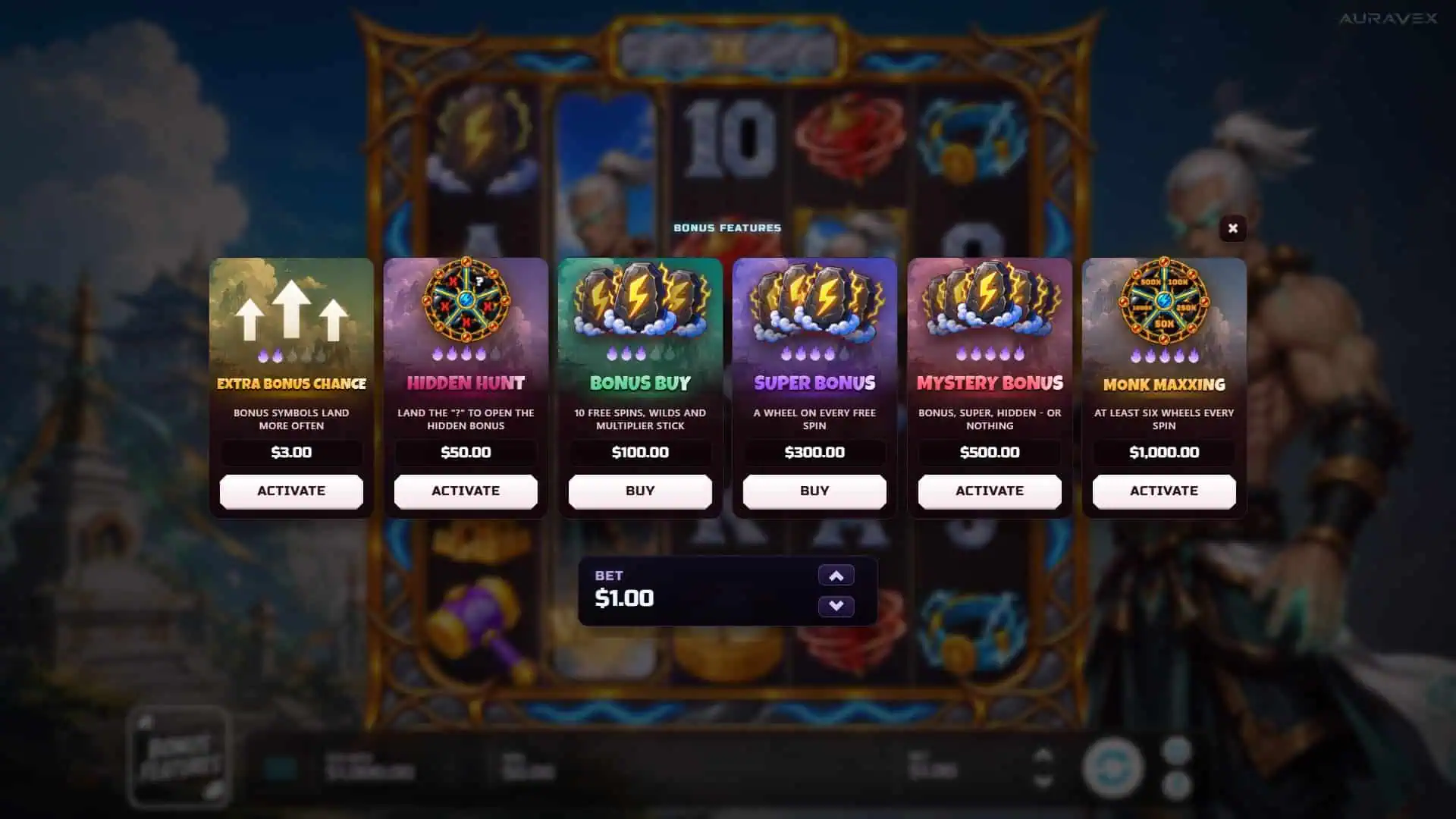 Thunder Monk bonus buy menu
