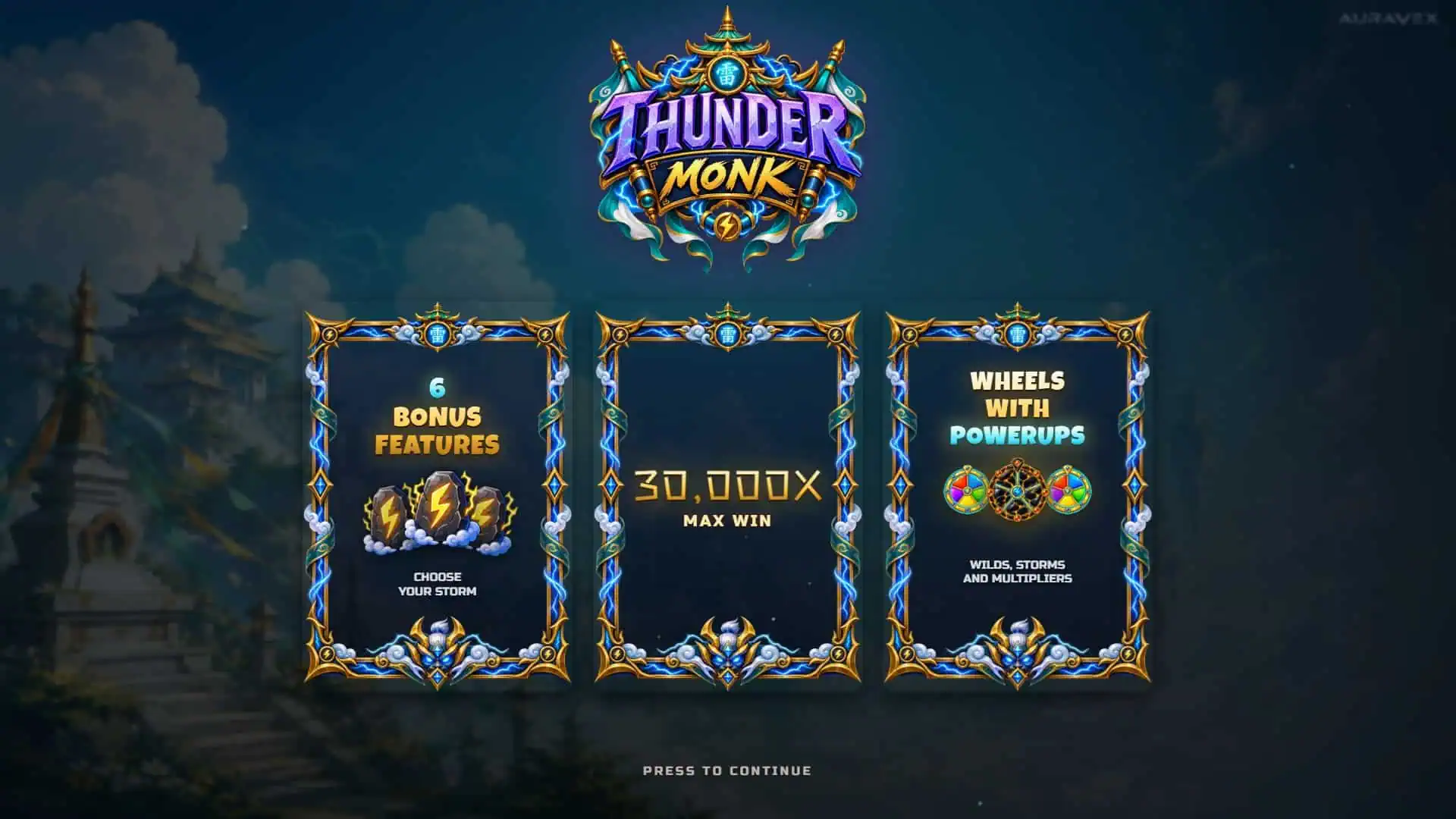 Thunder Monk slot intro screen