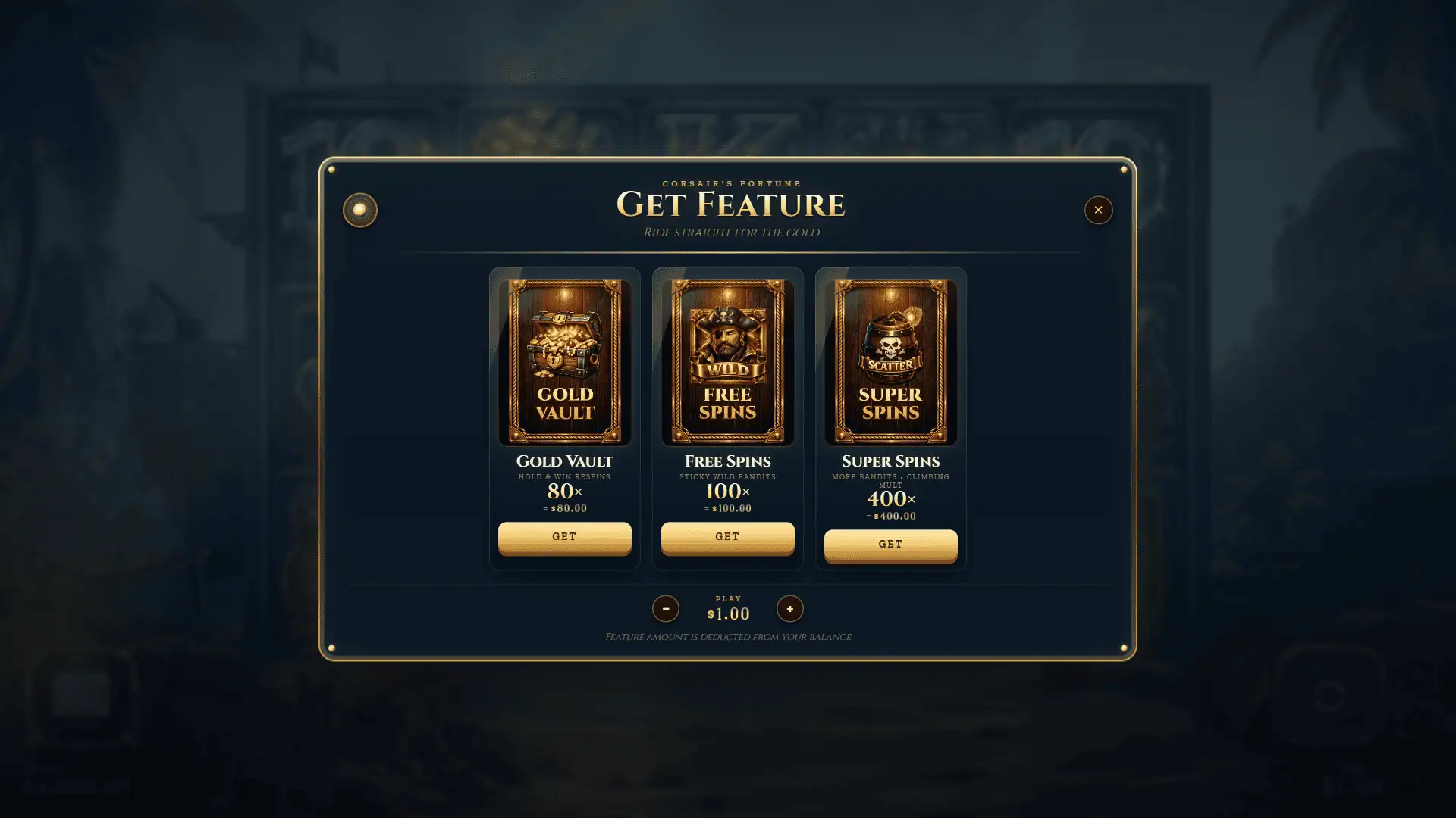 Corsairs Fortune bonus buy menu