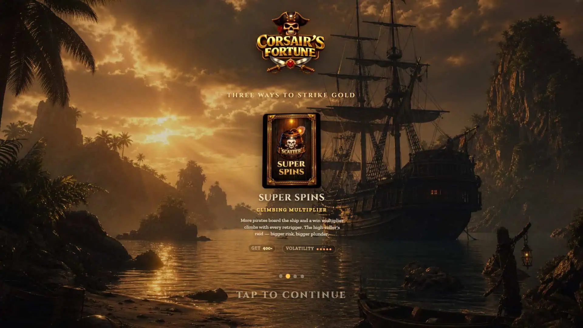 Corsairs Fortune slot intro screen