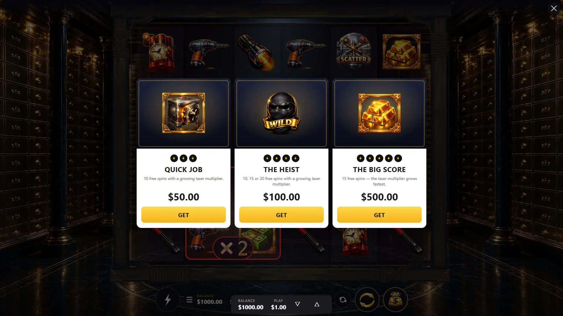 Midnight Heist bonus buy menu