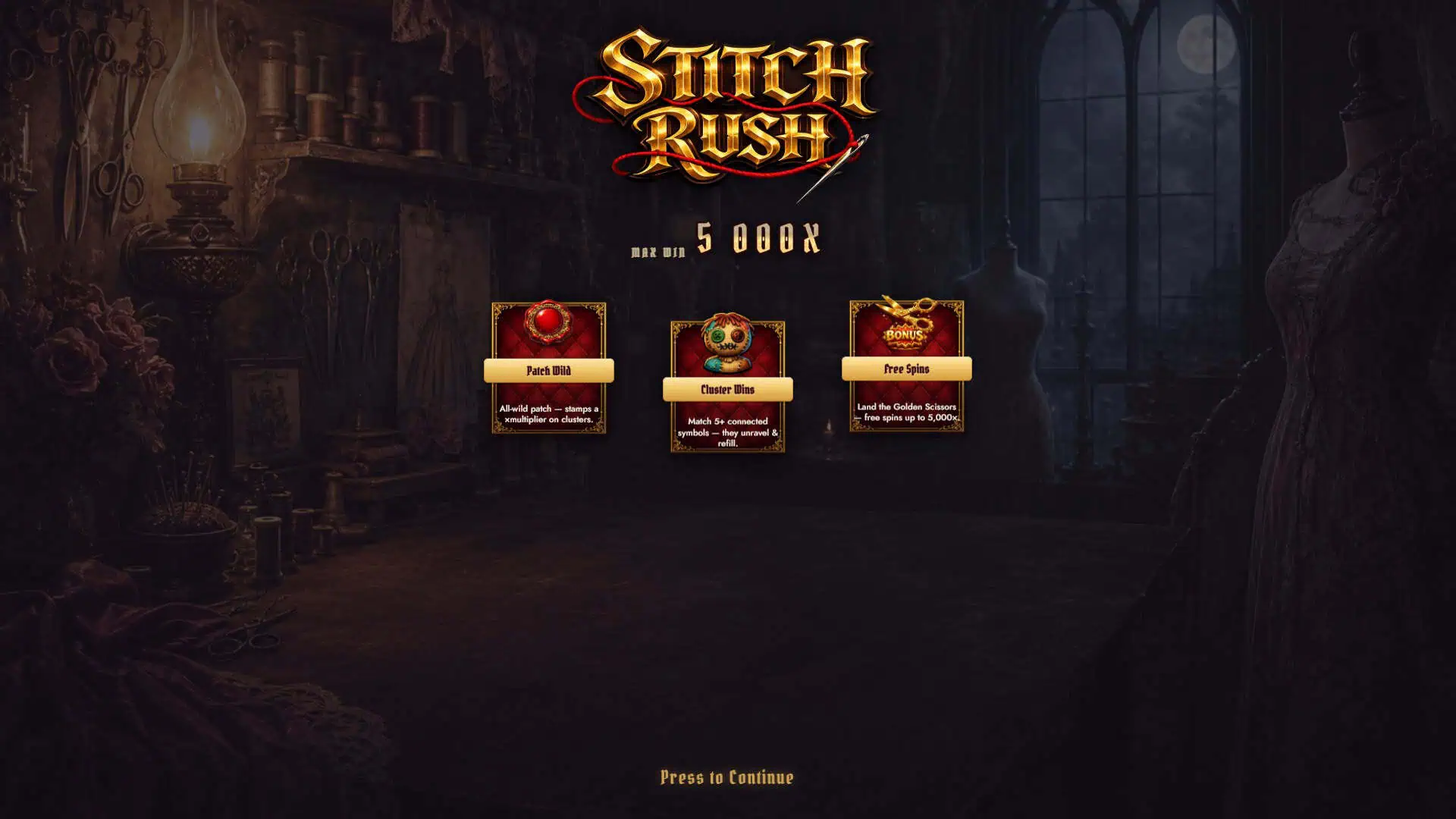 Stitch Rush slot intro screen