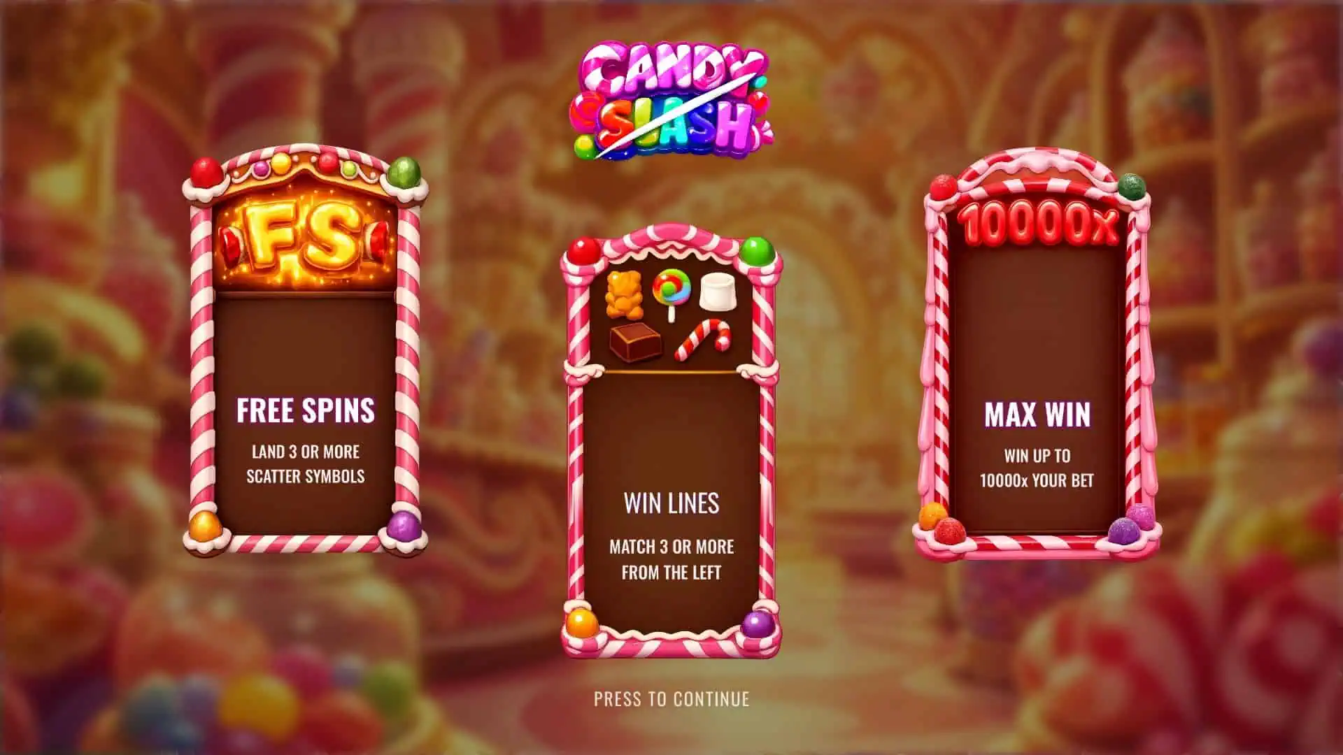 Candy Slash slot intro screen