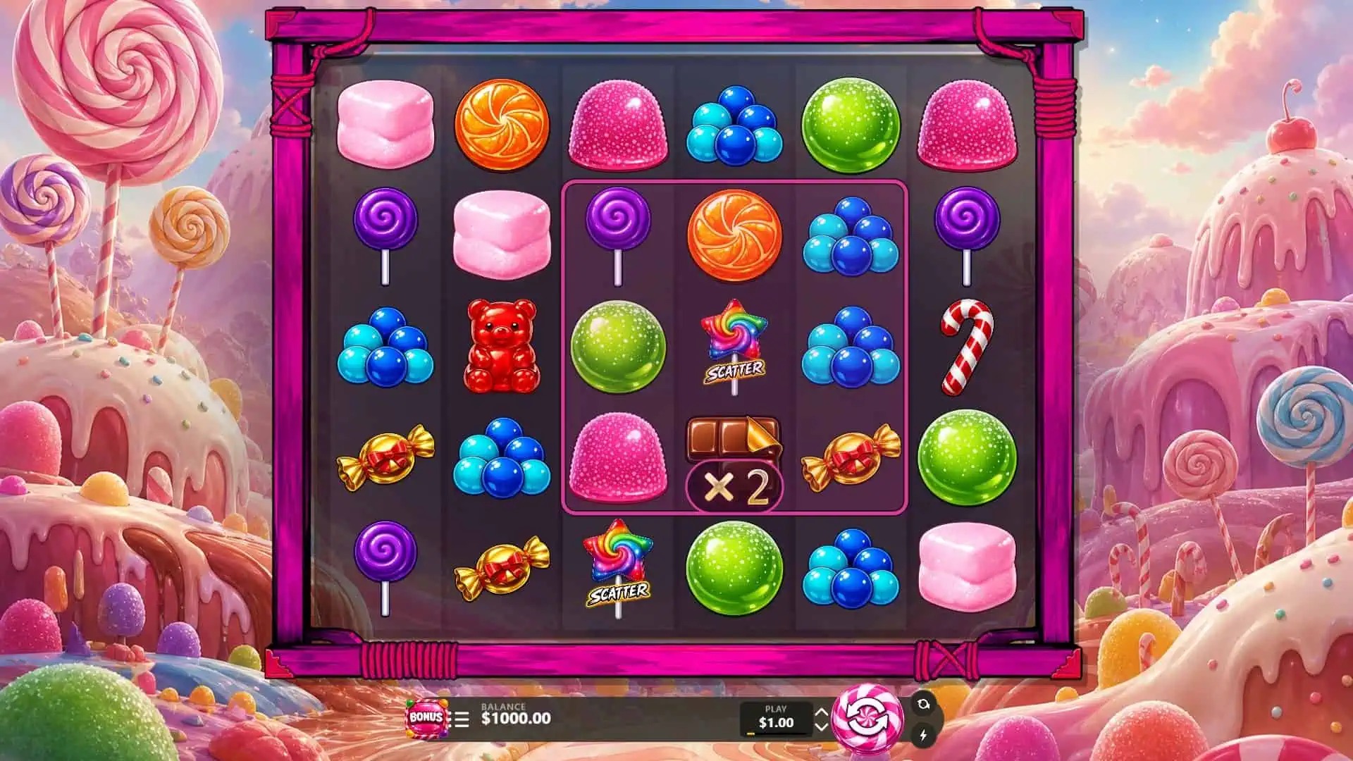 Candy Slash slot gameplay reels