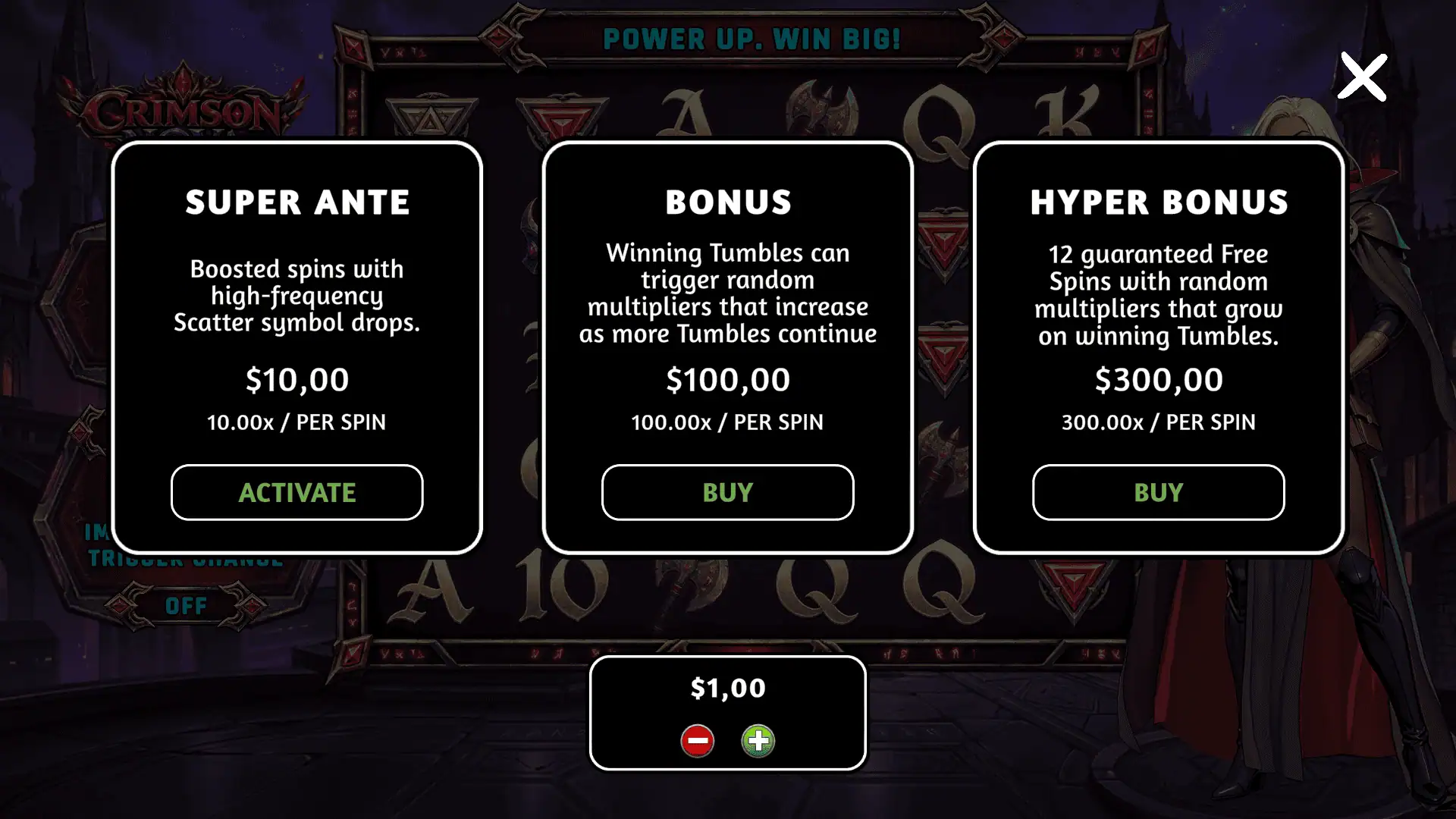 Crimson Nova bonus buy menu