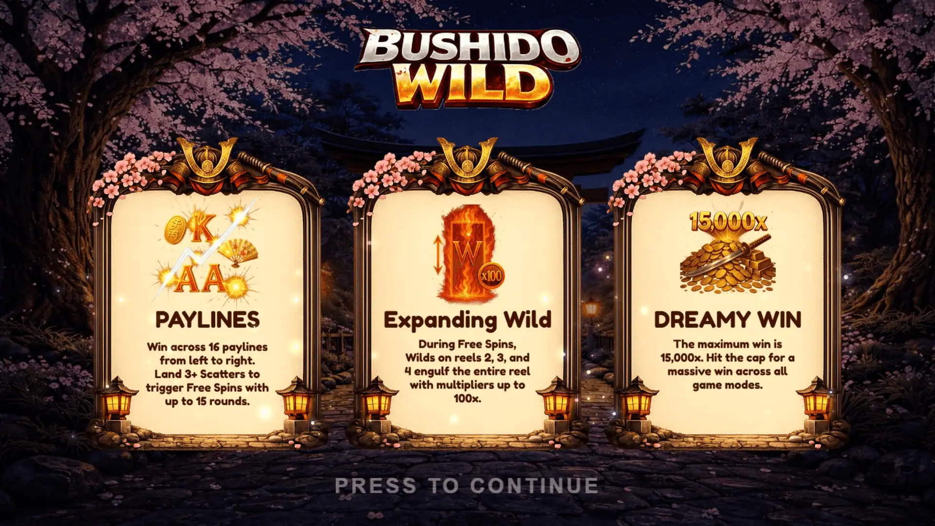 Bushido Wild slot intro screen