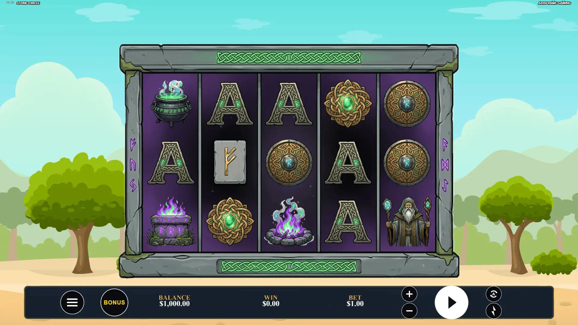 Stone Circle slot intro screen