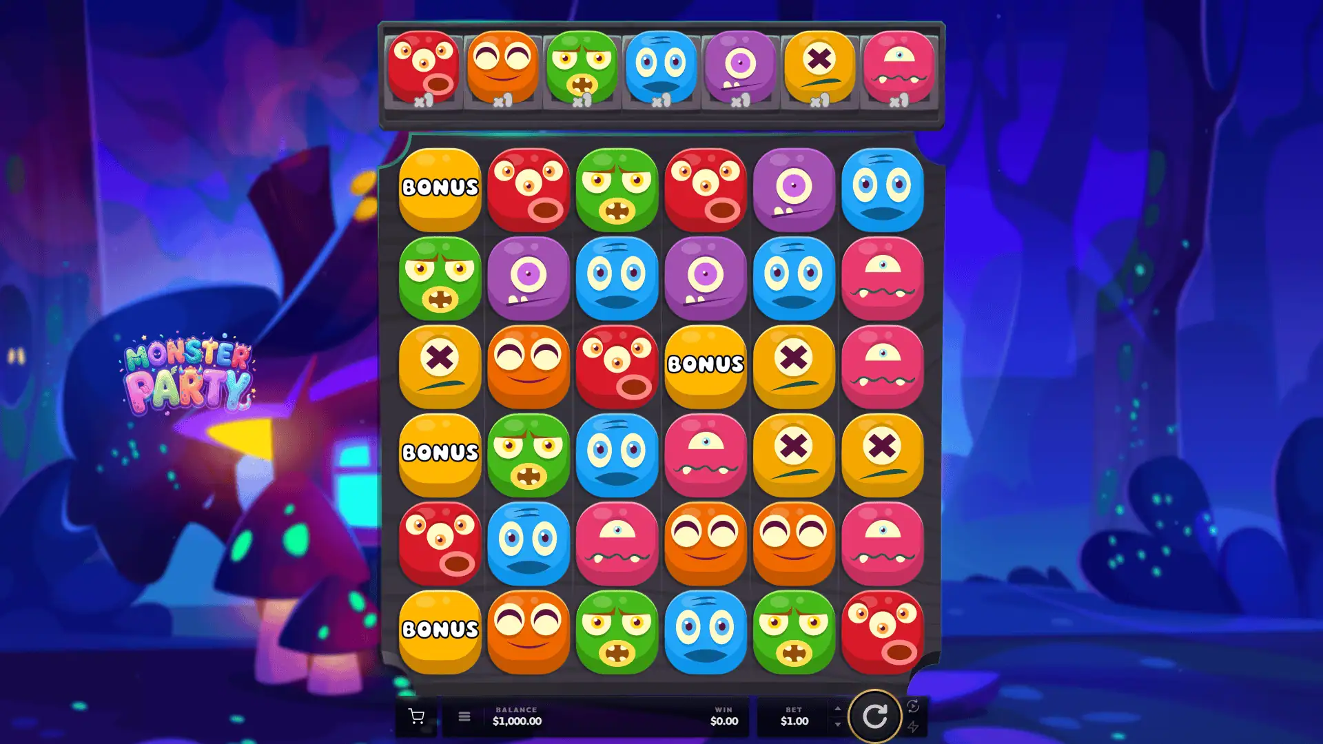 Monster Party slot gameplay reels