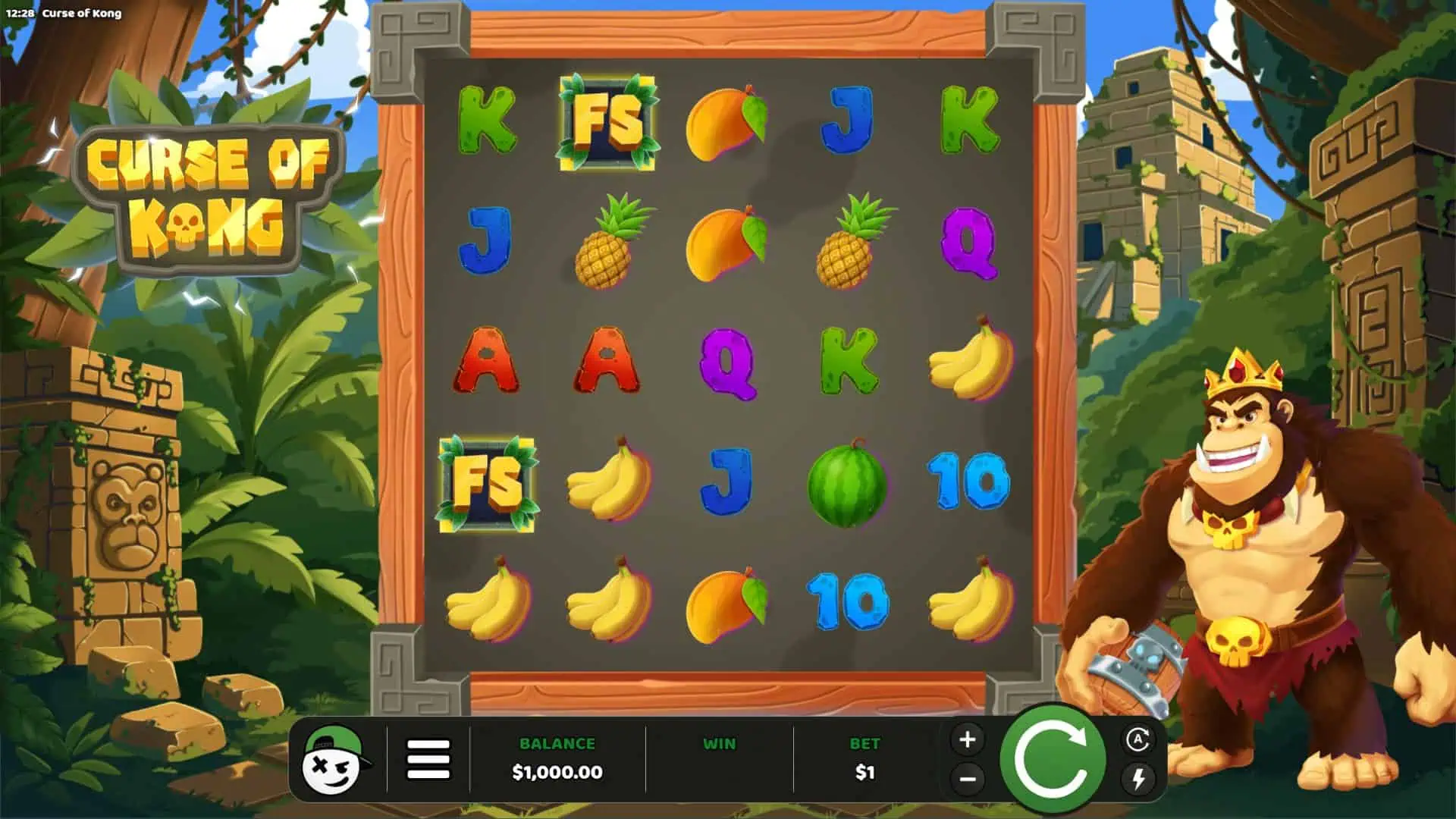 Curse of Kong slot gameplay reels